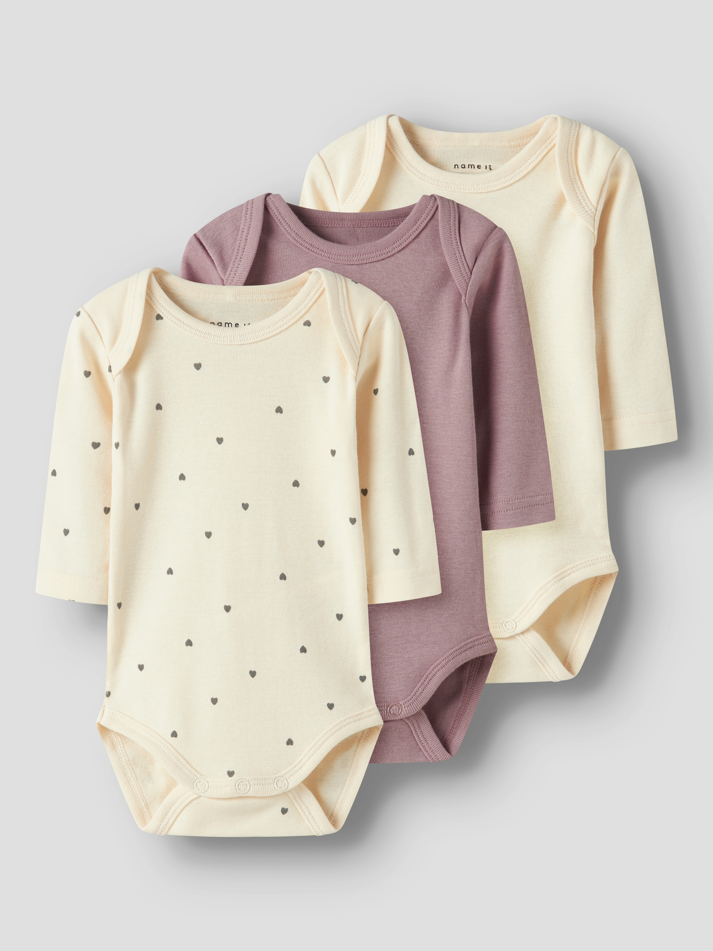 Name It Body "Nbfbody 3P Ls Heart Noos" Packung, 3 Stk.