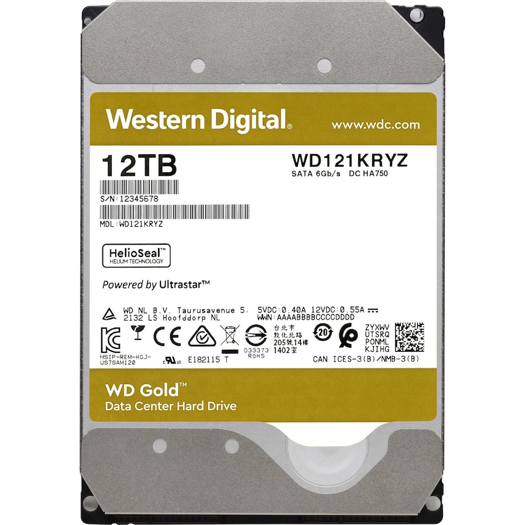 Western Digital HDD-Festplatte »WD Gold«, 3,5 Zoll, Anschluss SATA