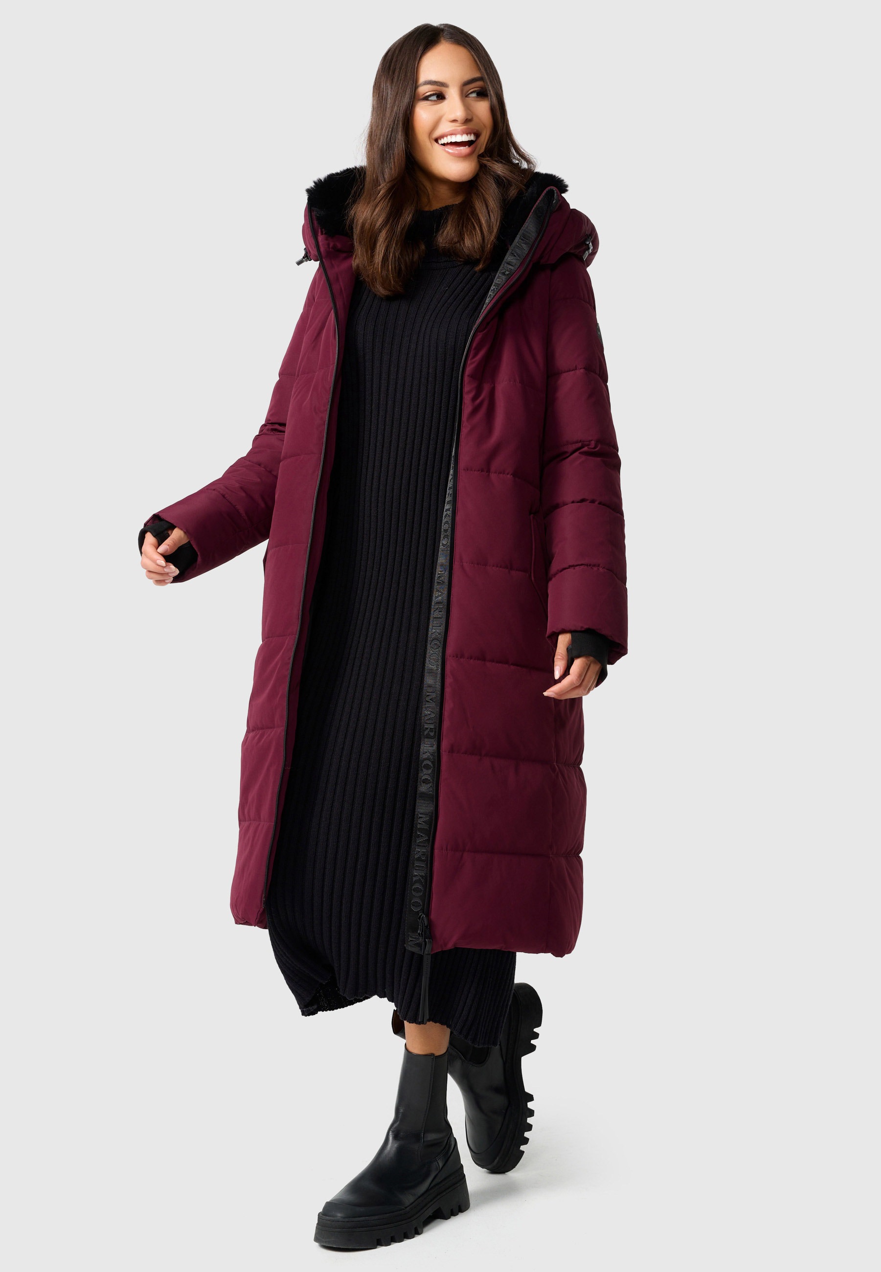 Marikoo Steppjacke »Zuraraa XVI«, langer Winter Mantel gesteppt