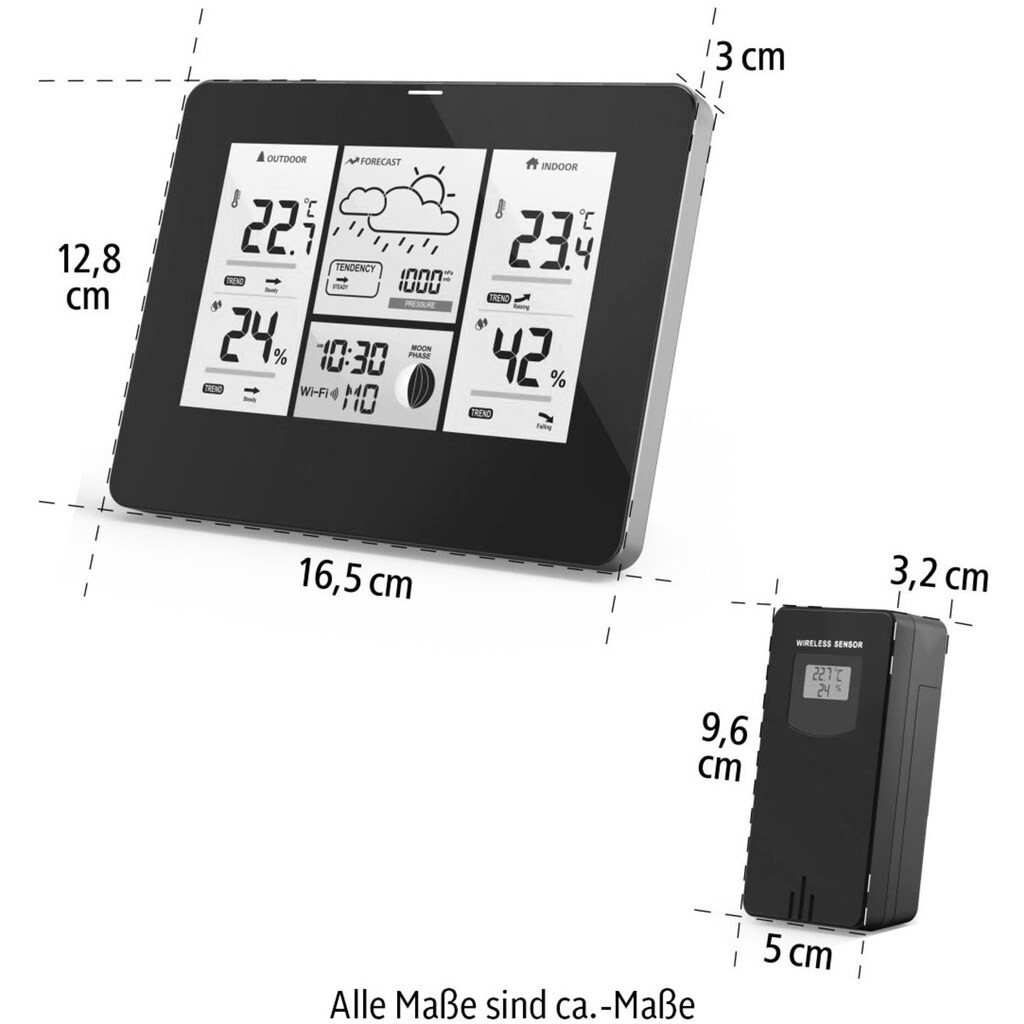 Hama Wetterstation »WLAN mit Außensensor, Thermometer/Hygrometer Barometer, App«