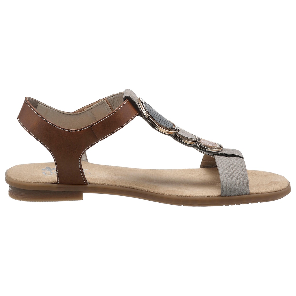 Rieker Riemchensandale, Sommerschuh, Sandalette, Blockabsatz, mit angesagtem Schmuckelement