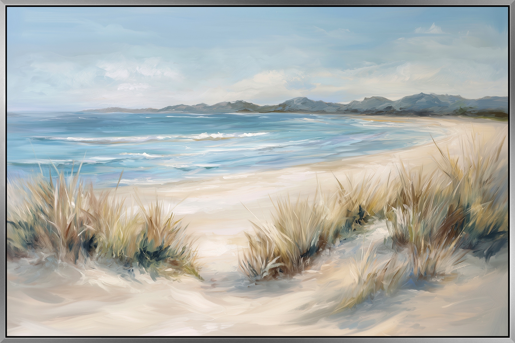Bönninghoff Ölgemälde "handarbeit gerahmt STRAND 60x90 cm – Wandbild modern" Küste Meer Strand handgefertigt, jedes Bild ein Unikat, Schattenfugenrahmen