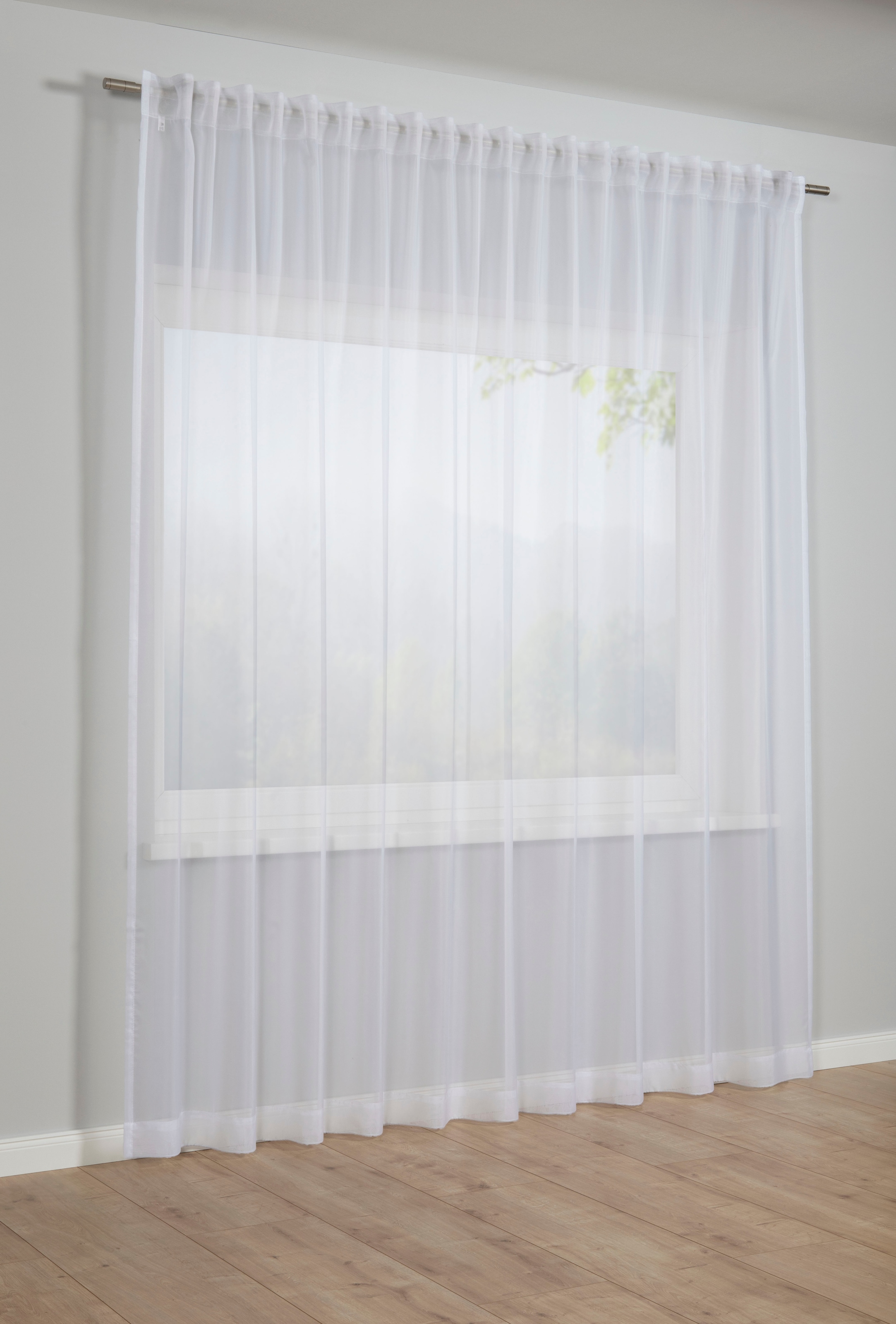 Gardine »Schal Voile mit Beschwerungstasche«, (1 St.), mit Gardinenband und verdeckten Schlaufen