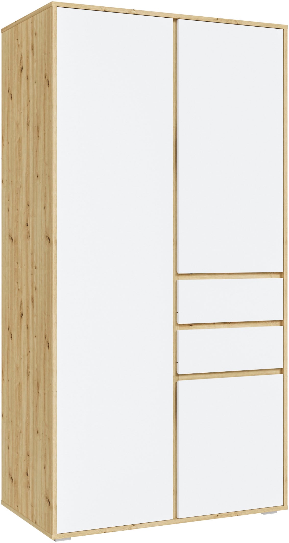 Home affaire Kleiderschrank "NULA, Schlafzimmerschrank, Garderobe, Schrank" in verschiedenen Ausführungen und Farben erhältlich, 1 Stk. tlg. 3 Türen, 2 Schubkästen, 1 E-Boden, 5 K-Böden, 1 Kleiderstange