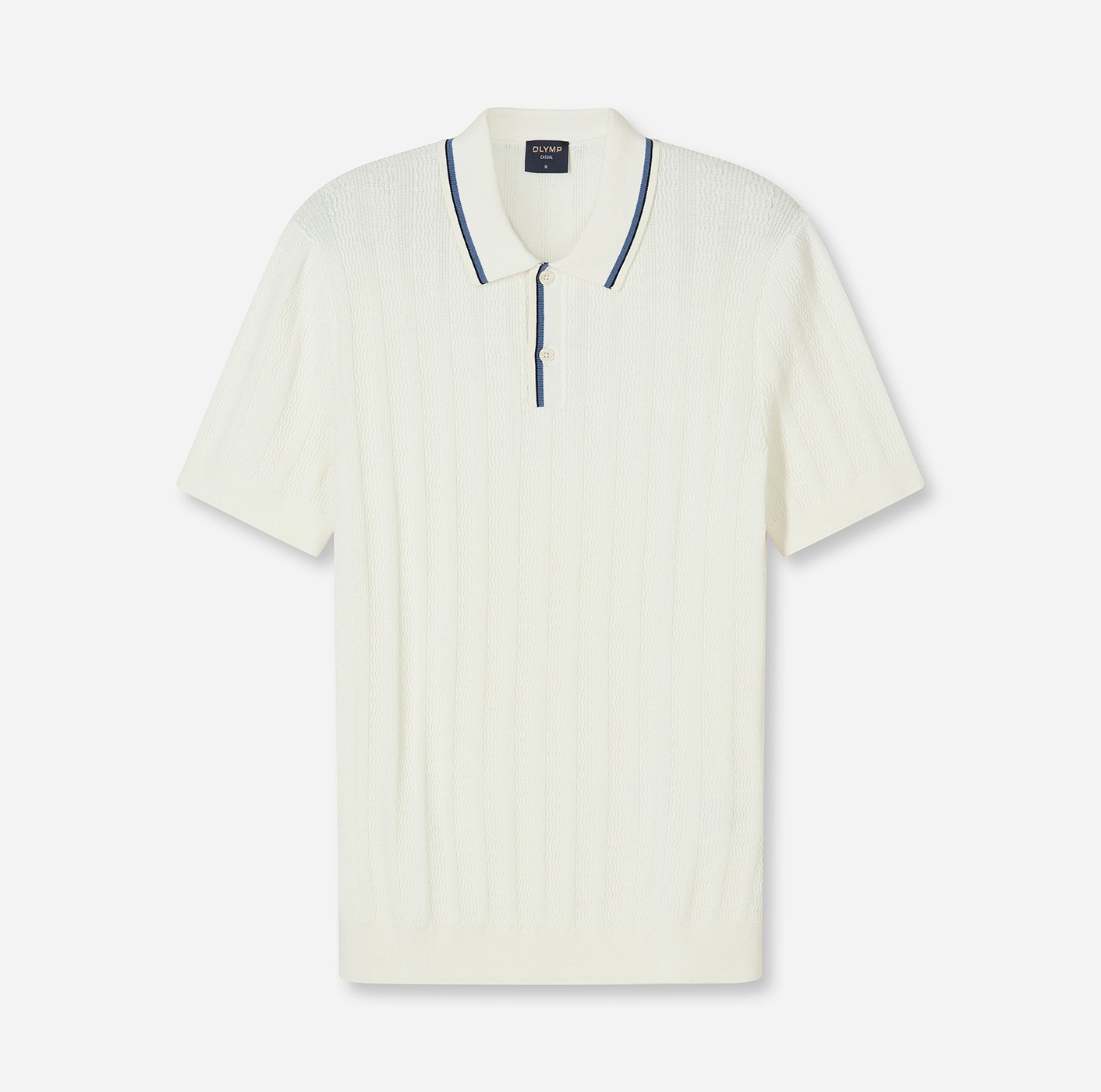 Thumbnail - OLYMP Kurzarmshirt mit Flecht-Muster und Polokragen, Strick