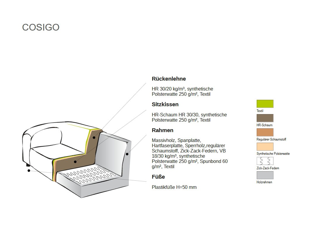 INOSIGN Ecksofa »Cosigo«, Breite 246 cm, 2 Chenille-Stoffe zur Auswahl, mit Kaltschaum