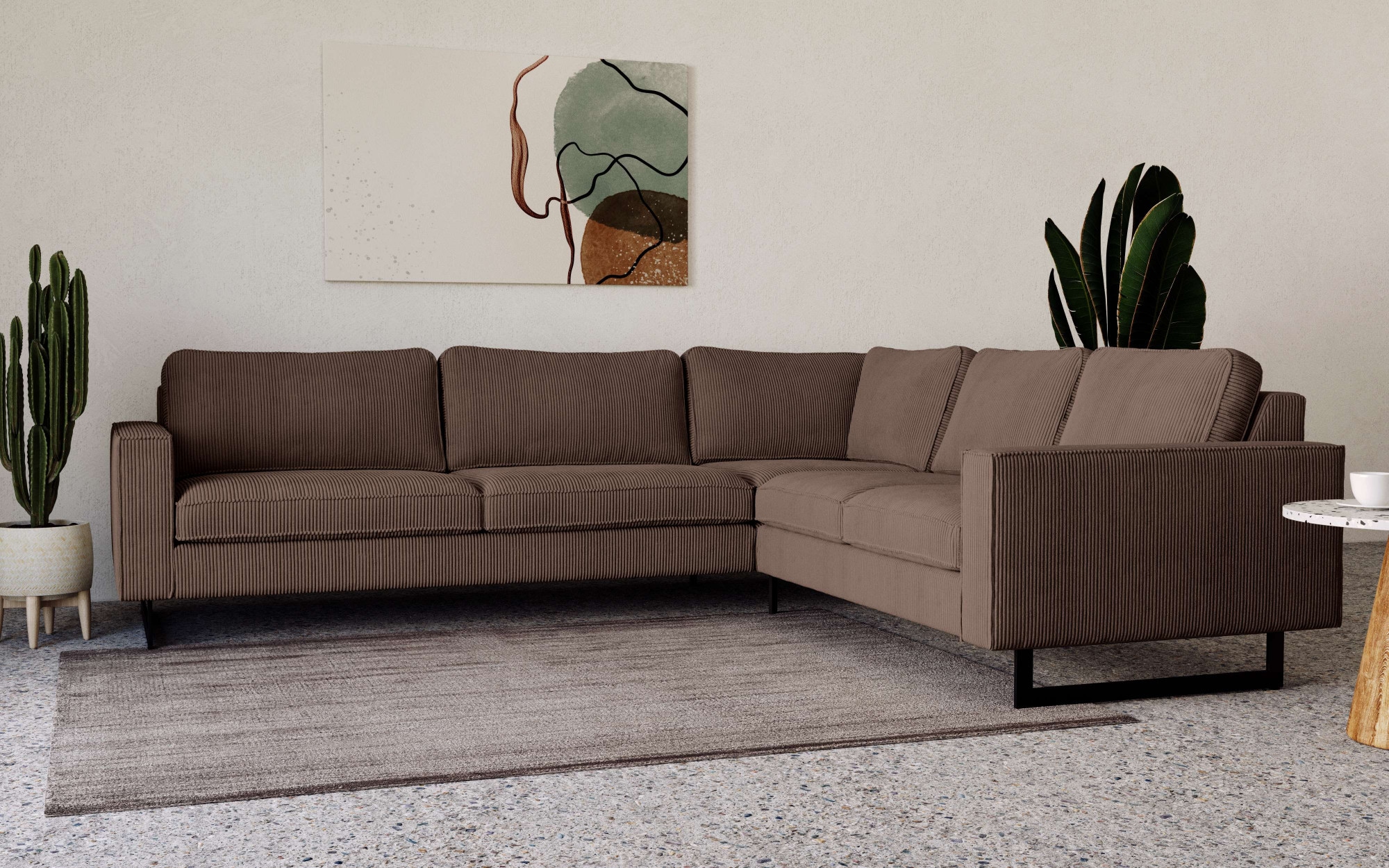 Places of Style Ecksofa "Pinto, XXL, 250/290 cm, langer Schenkel, Ottomane" günstig online kaufen