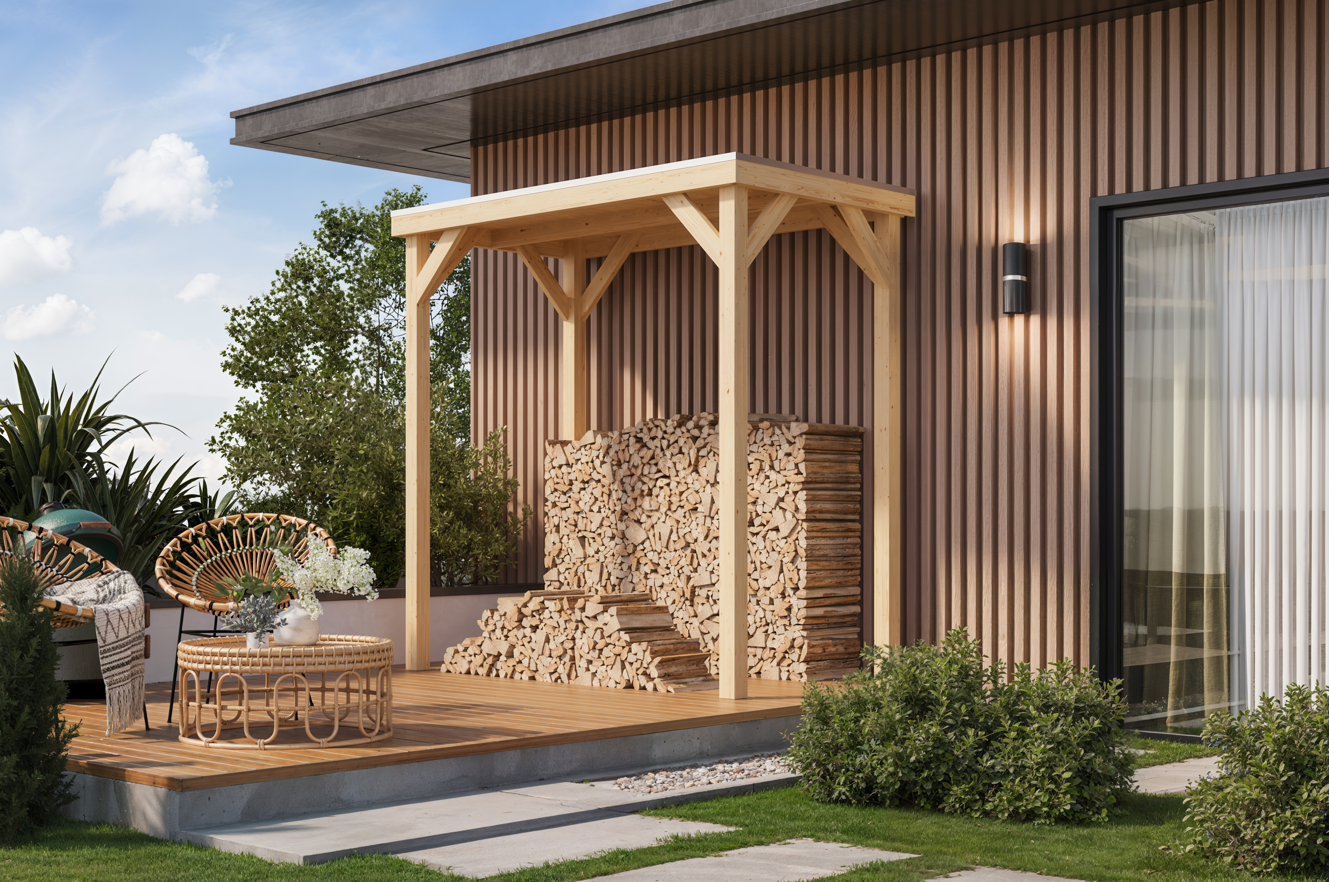 Karibu Holzpavillon "Pergola Quadratus" verschiedene Größen