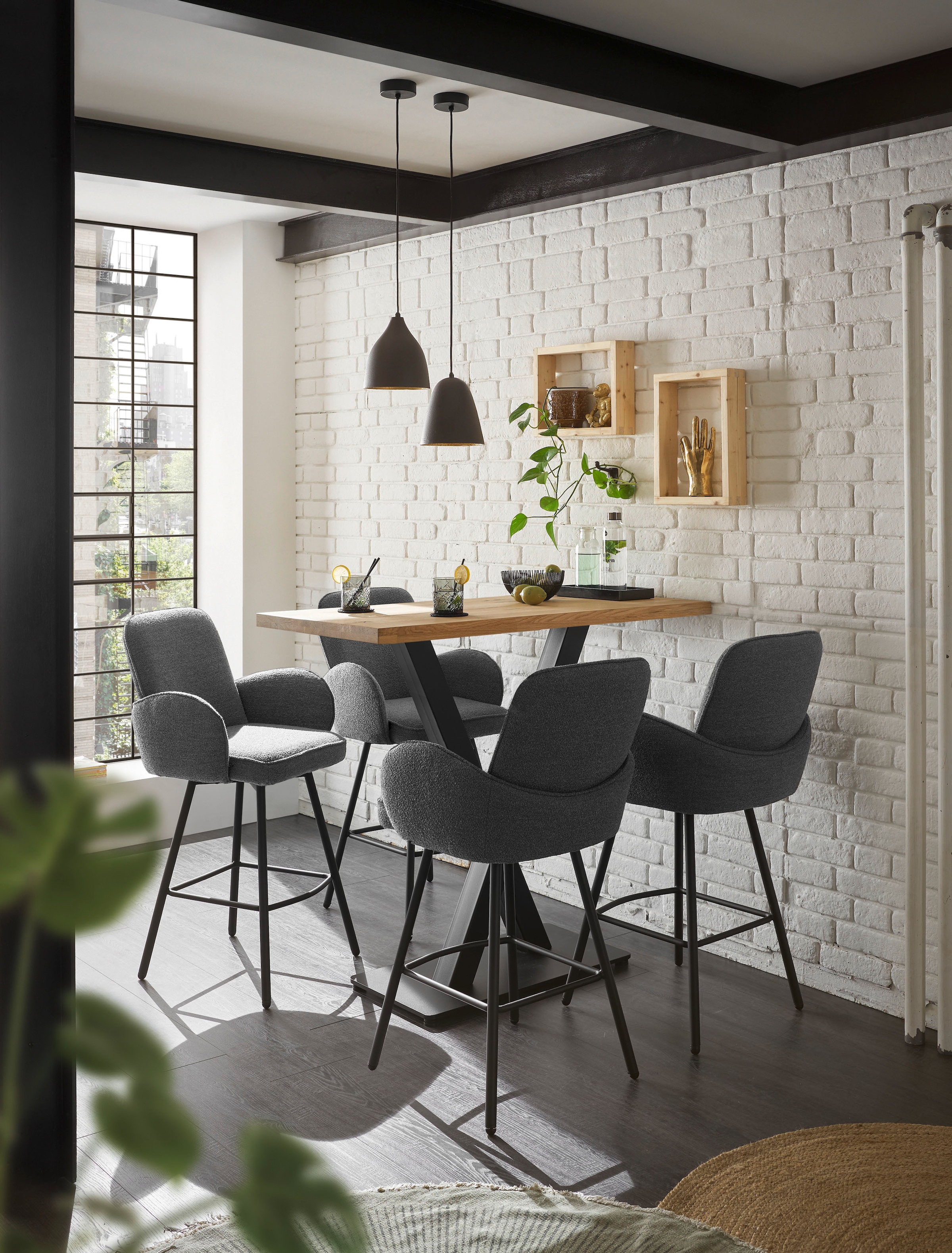 Stolkom Bartisch »Duke Eiche Massivholz geölt, Hochtisch BxHxT 120x104x60 cm«, Gerade Kante, Eiche Massivholz geölt durchgehende Lamelle