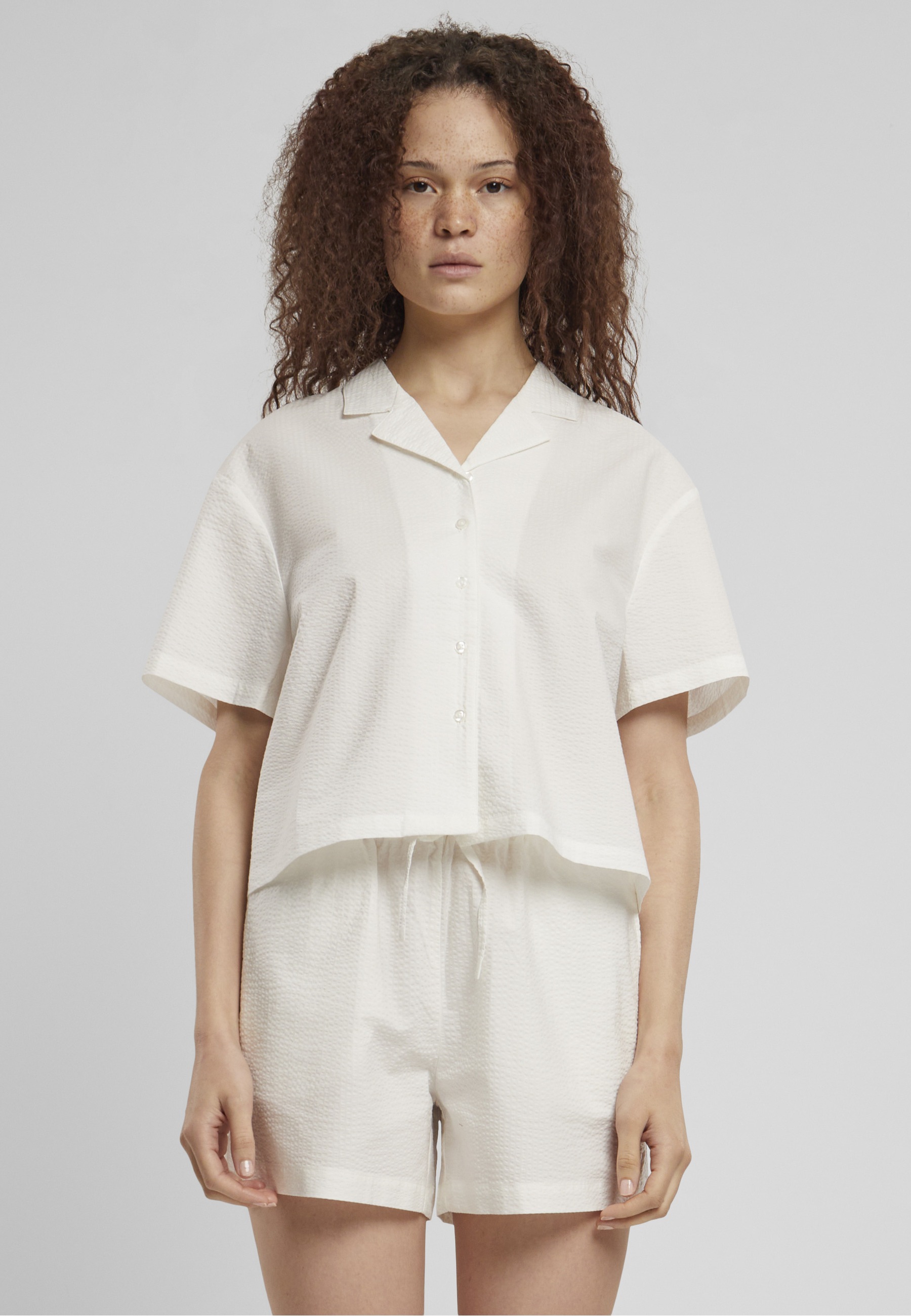 URBAN CLASSICS Langarmhemd »Urban Classics Damen Ladies Seersucker Shirt«