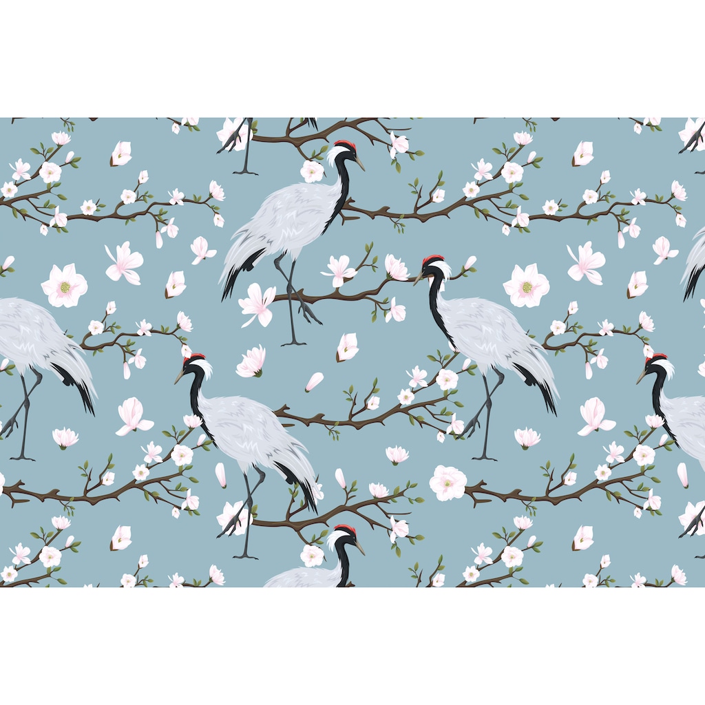 A.S. Création Leinwandbild »Japanese Cranes«, Blumen, (1 St.)