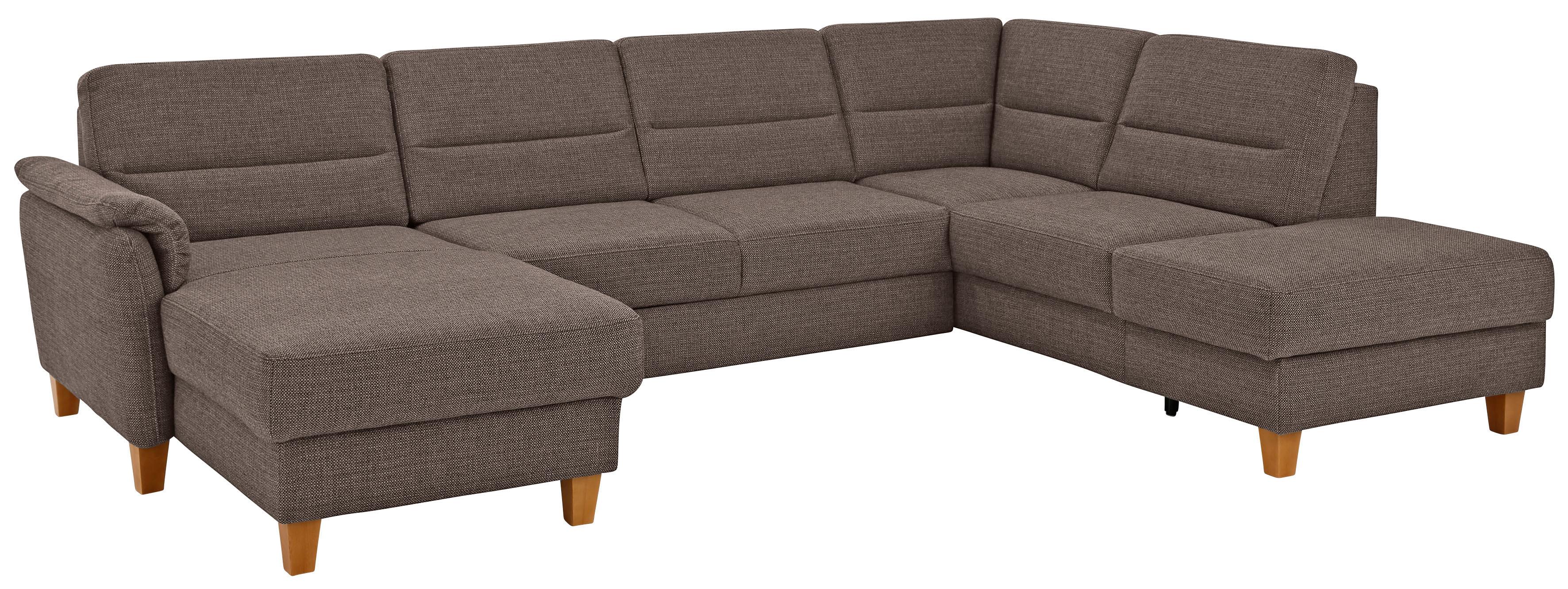 Home affaire Wohnlandschaft "Palmera U-Form, B: 308 cm, große Stoff + Leder Auswahl" mit Schlaffunktion & Bettkasten, Federkern, XXL-Wohnlandschaft