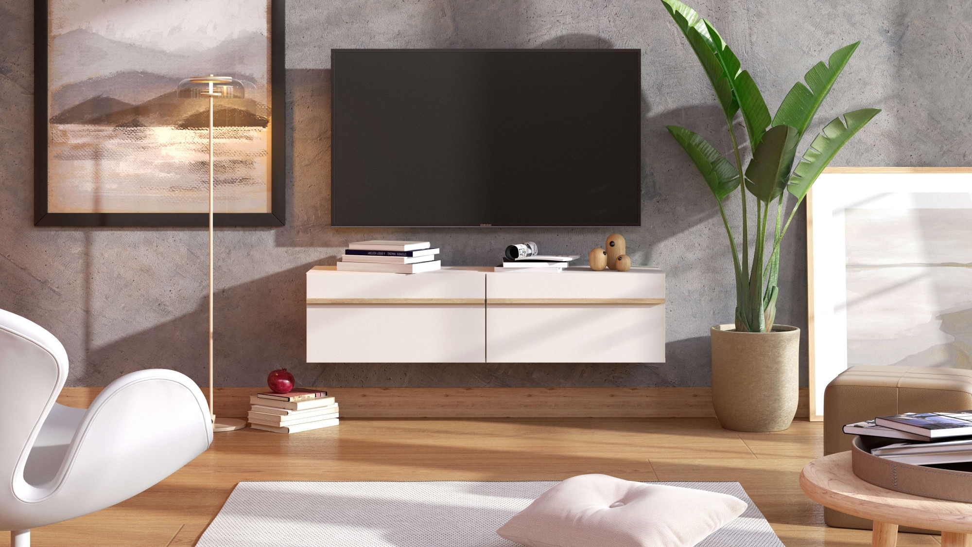 TV-Board »Arles Lowboard, Breite 128 cm, TV-Schrank, TV-Ständer, Wandmontage«, mit...