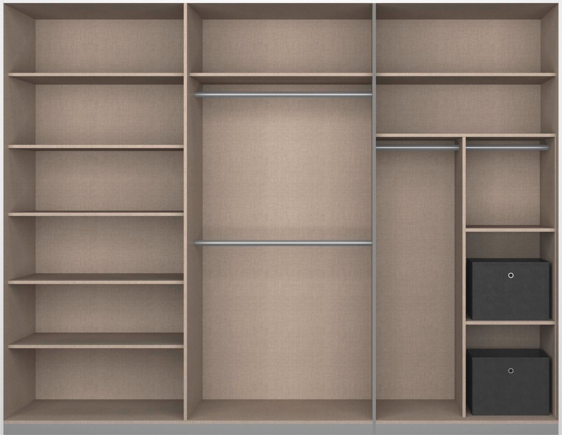 rauch Schwebetürenschrank »Schwebetürenschrank Kleiderschrank Schrank Garderobe CORTONA«, inkl. Inneneinteilung, 2 Stoffboxen und zusätzlichen Einlegeböden