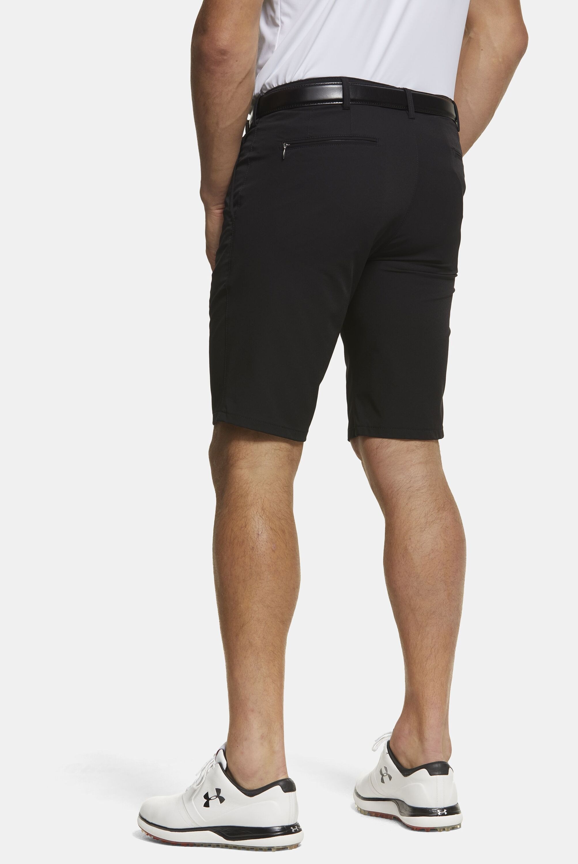 Chinos MEYER "ST. ANDREWS", Herren, Gr. 36, Normalgrößen, schwarz, 88% Polyamid, 12% Elasthan, unifarben, figurumspielend knielang, Hosen, mit Französische Seitentaschen, aus der Golf Serie 2