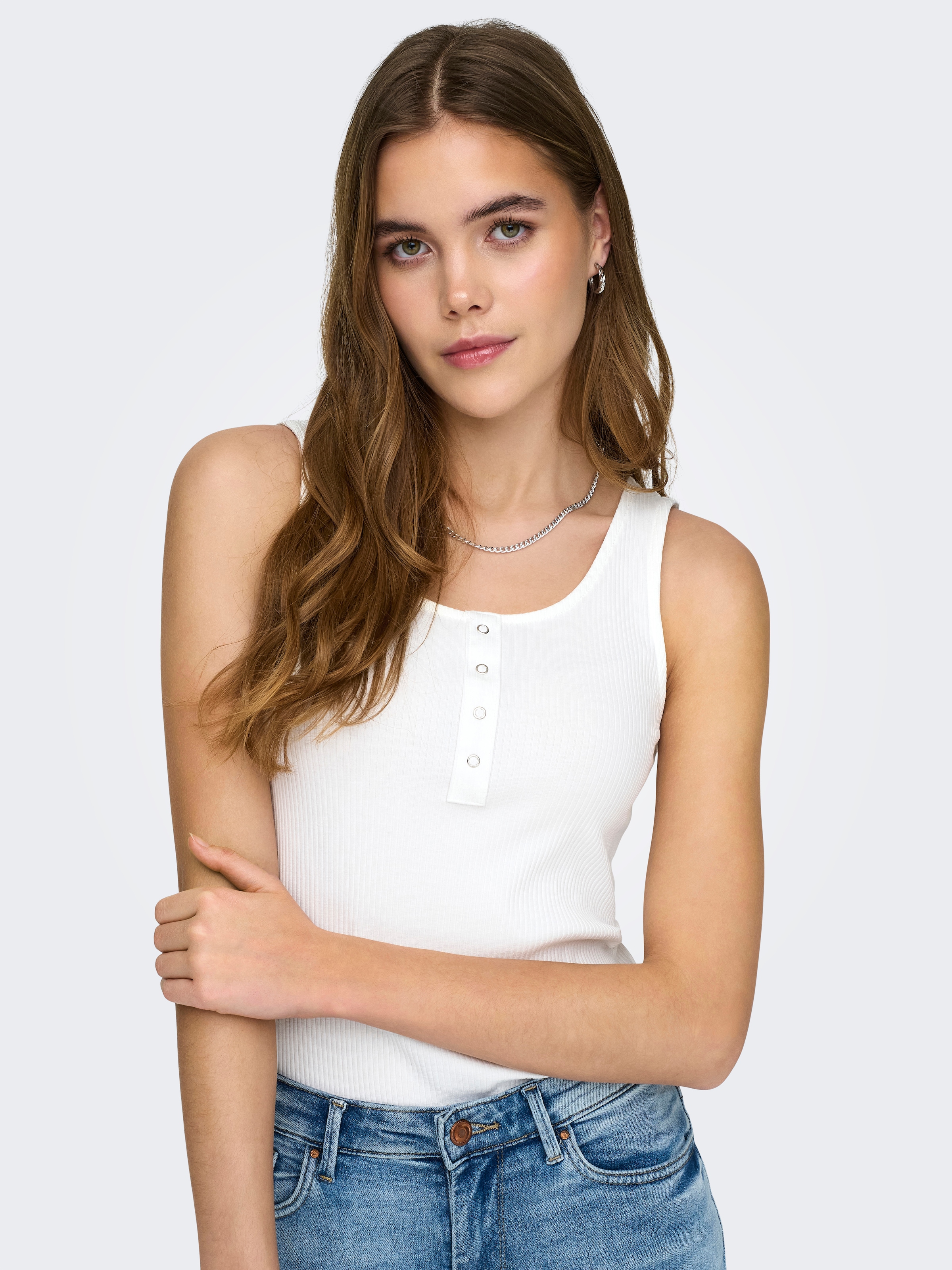 ONLY Ripptanktop »ONLSIMPLE LIFE S/L BUTTON TOP JRS CS 2PK«, (Packung, 2 tlg.)