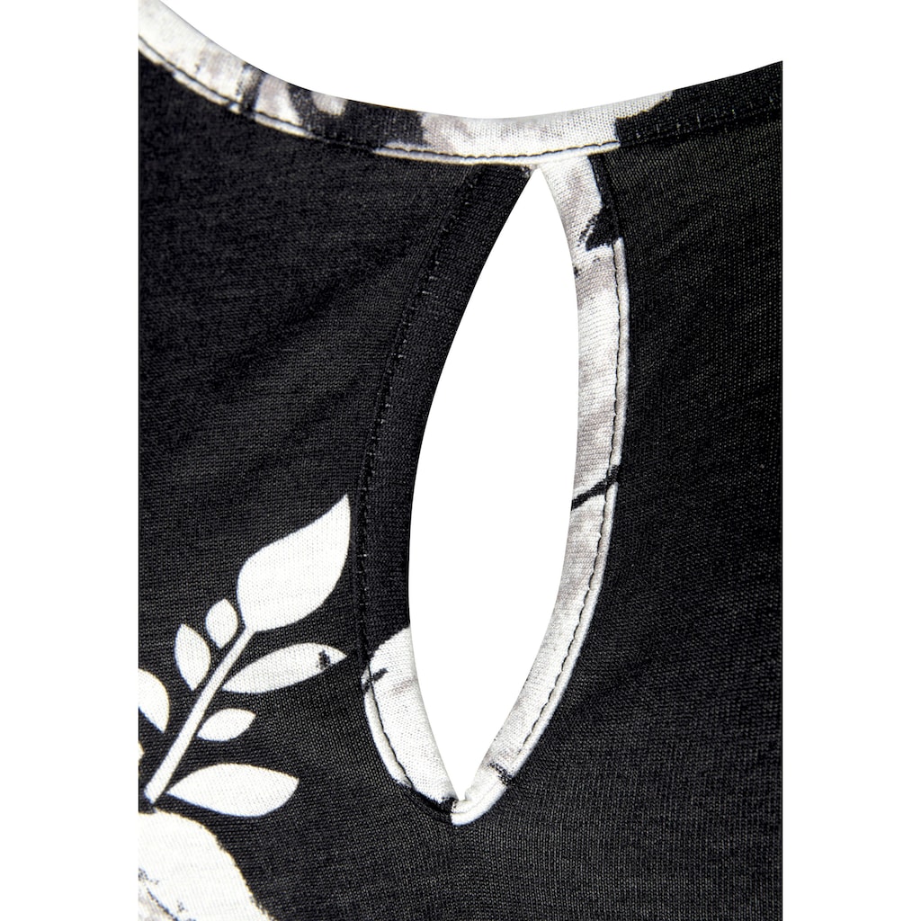 LASCANA 3/4-Arm-Shirt, mit Trompetenärmeln und Cut-Outs, Blumenprint, Blusenshirt