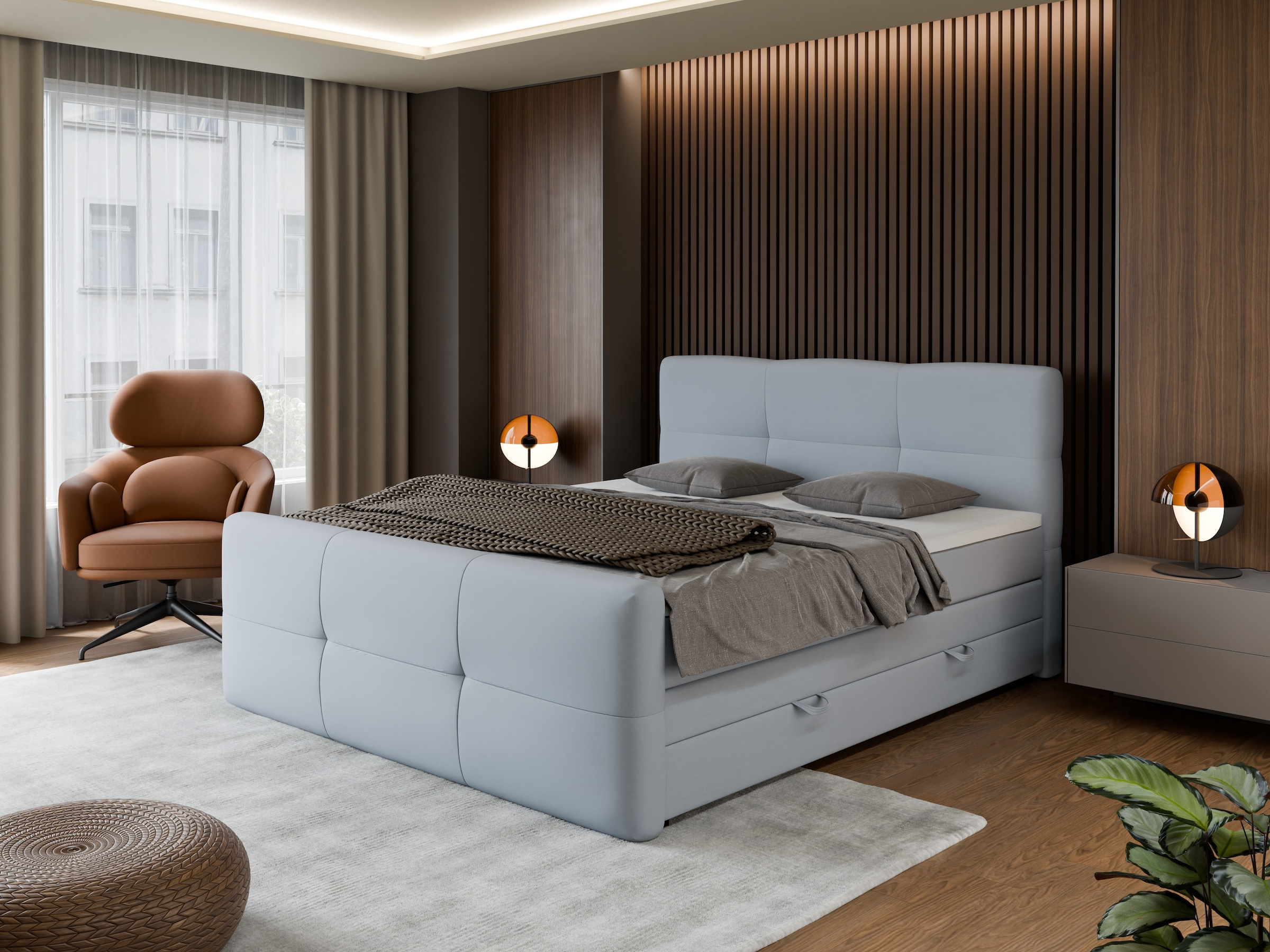 FORTE Boxspringbett »STAR erhältlich in den Breiten 140cm, 160cm & 180cm, inkl. Bettkasten« inkl. Fußteil, erhältlich in verschiedenen Farben
