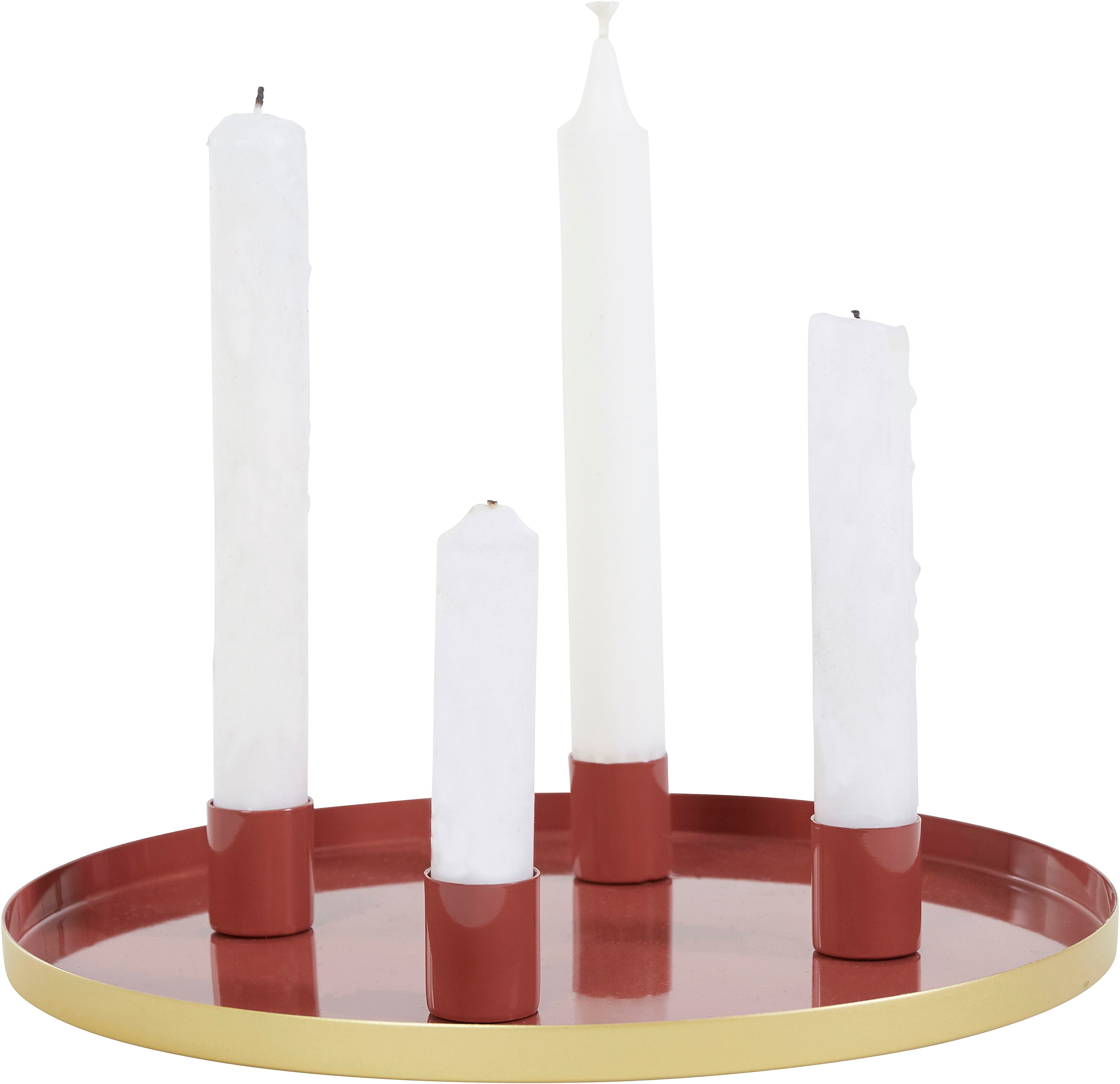 COUCH♥ Standkerzenhalter Strahlemann, (1 St.), 4-flammig rot Kerzenhalter Kerzen Laternen Wohnaccessoires