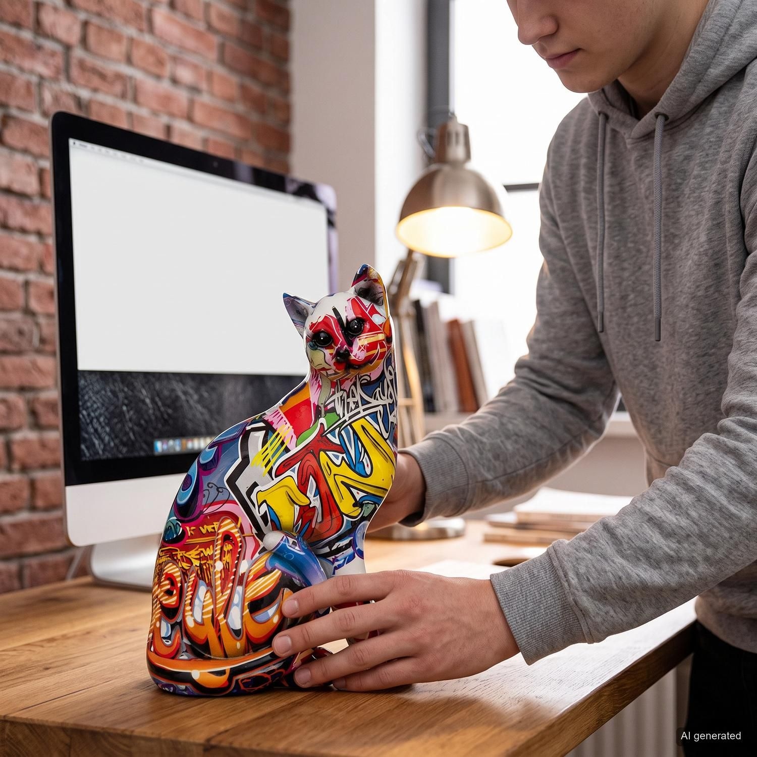 GILDE Dekofigur »Figur Pop Art Katze« Dekoobjekt, Tierfigur, Höhe 29 cm, Wohnzimmer
