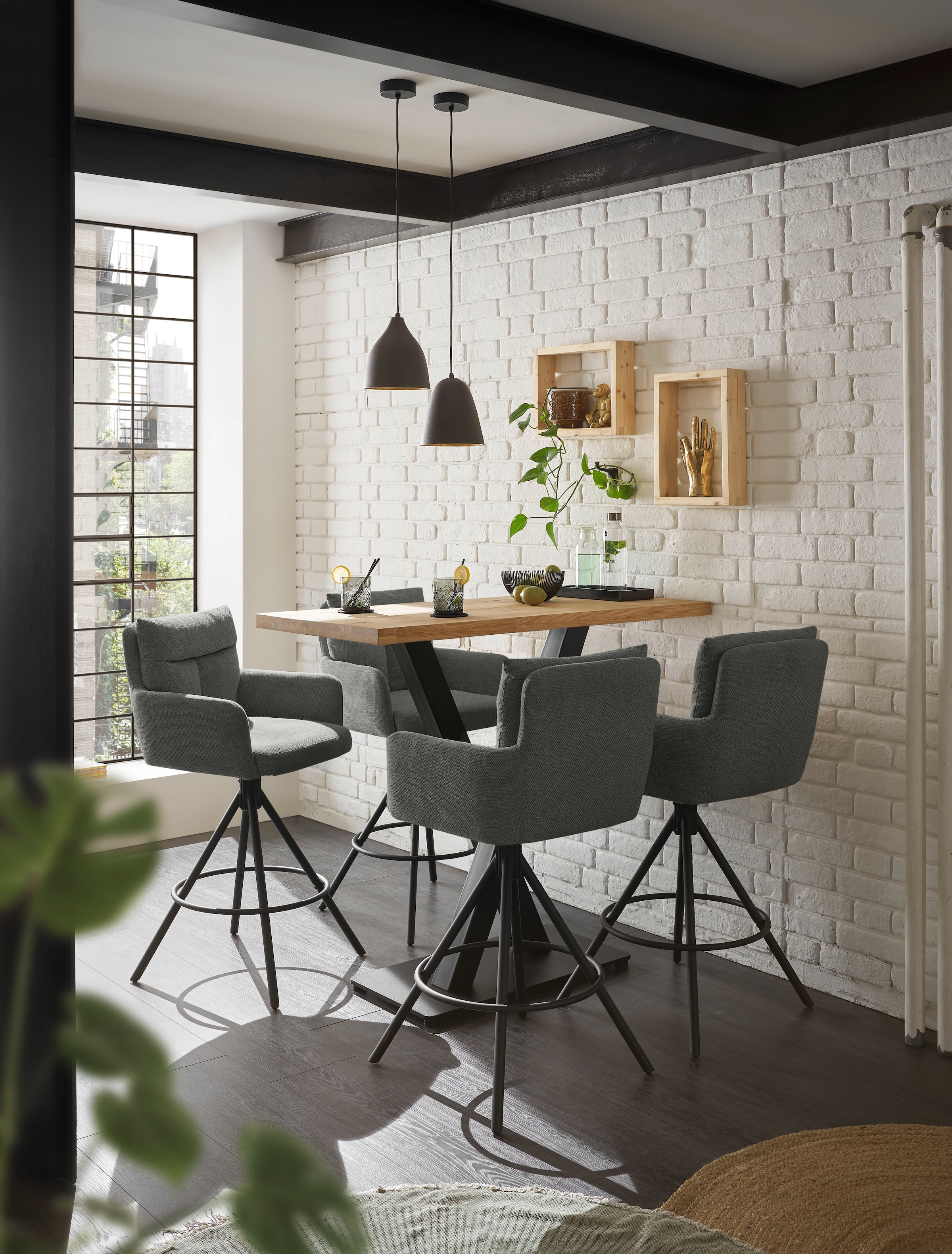 Stolkom Bartisch »Duke Eiche Massivholz geölt, Hochtisch BxHxT 120x104x60 cm«, Gerade Kante, Eiche Massivholz geölt durchgehende Lamelle