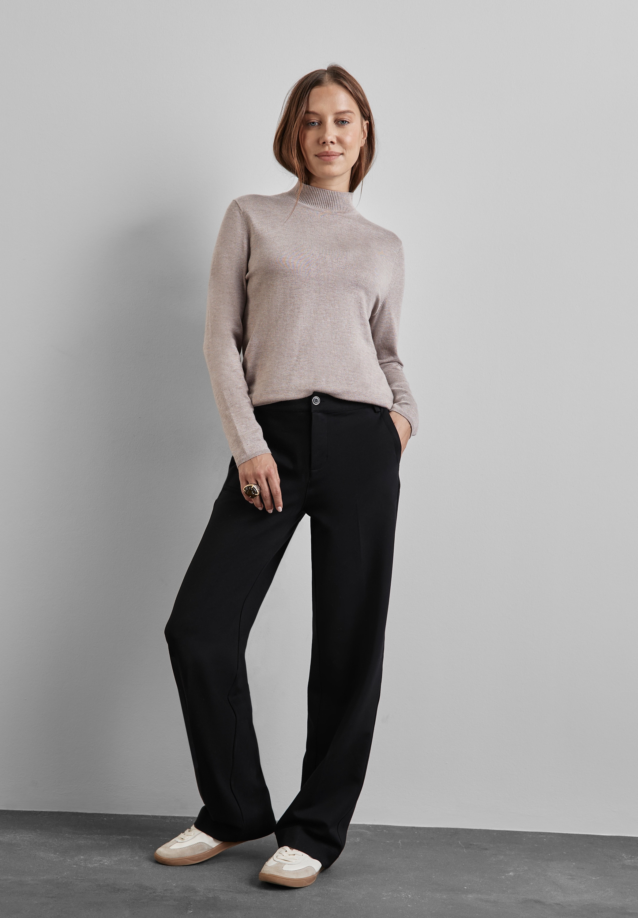 STREET ONE Rollkragenpullover, mit Materialmix