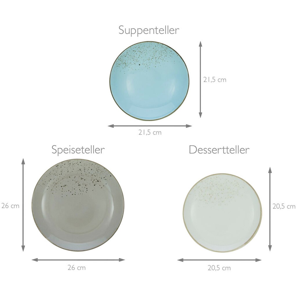 CreaTable Tafelservice »Geschirr-Set NATURE COLLECTION Scandic«, (12 tlg., Teller Set für 4 Personen)