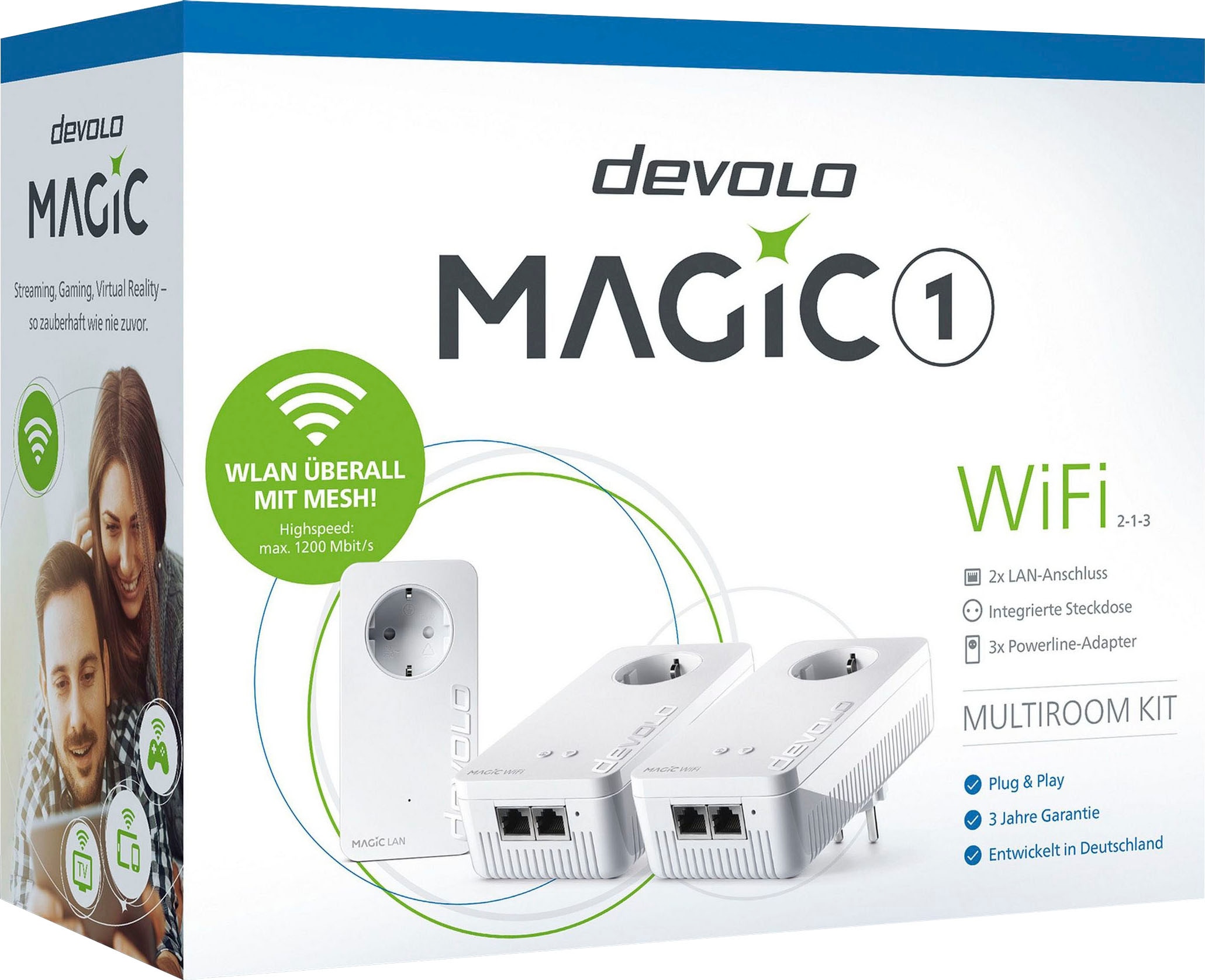 DEVOLO WLAN-Router »Magic 1 WiFi ac Multiroom Kit (1200Mbit, 5x LAN, Mesh)«