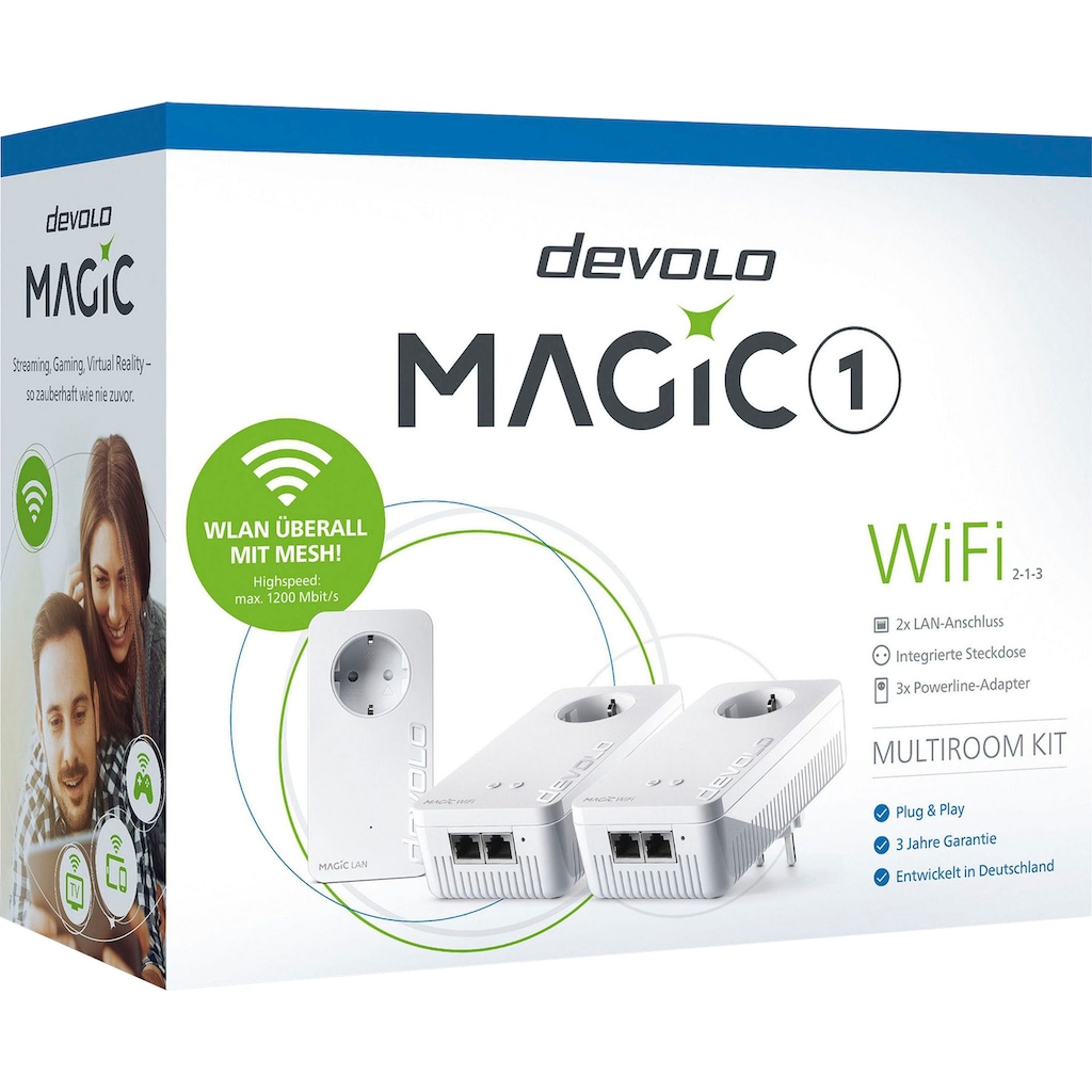 DEVOLO WLAN-Router »Magic 1 WiFi ac Multiroom Kit (1200Mbit, 5x LAN, Mesh)«