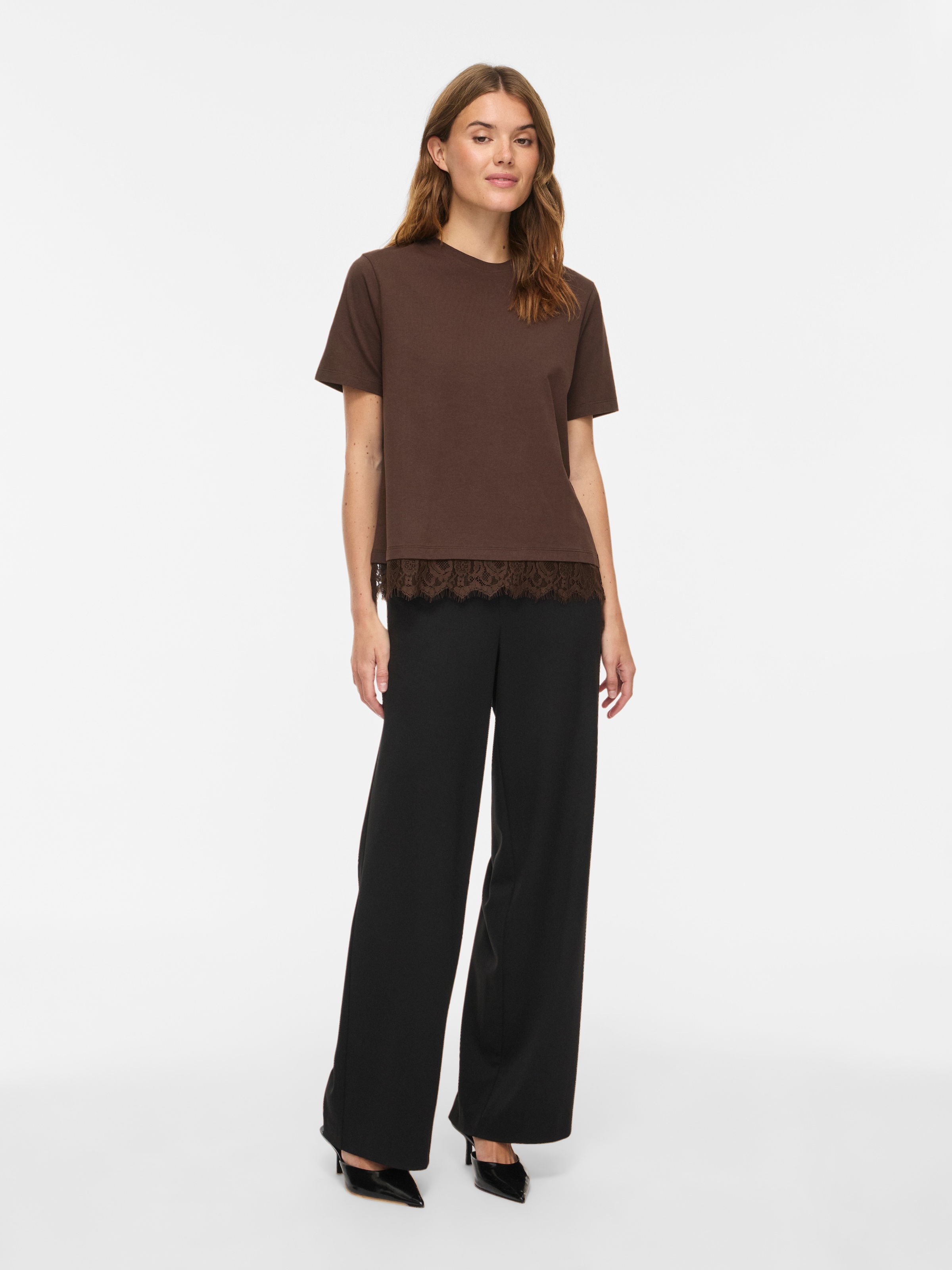 Vila Spitzenshirt »VINORA S/S LACE T-SHIRT - NOOS« Baumwollmischung, regular fit, mit Spitze