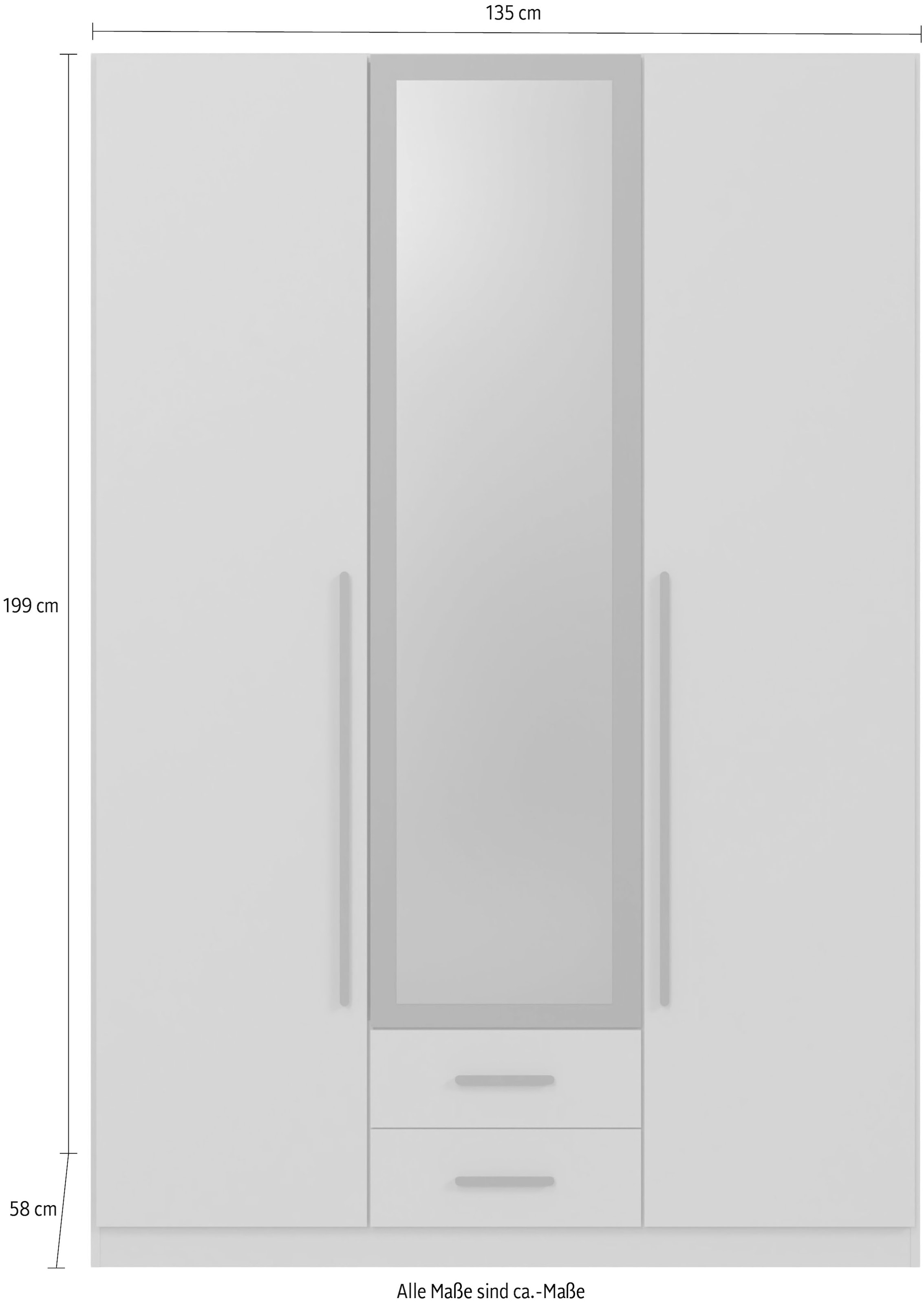 Wimex Kleiderschrank »Marburg erhältlich in den Breiten 135cm & 180cm« inkl. Spiegel und zwei Schubladen