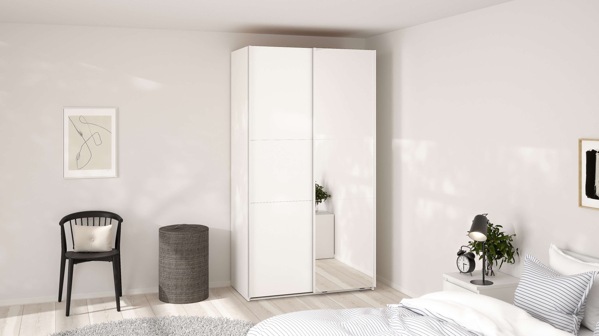 Home affaire Schwebetürenschrank »Como, Kleiderschrank, Schlafzimmerschrank« 1 Schwebetür, 1 Spiegelschiebetür, Kleiderstange, Einlegeboden