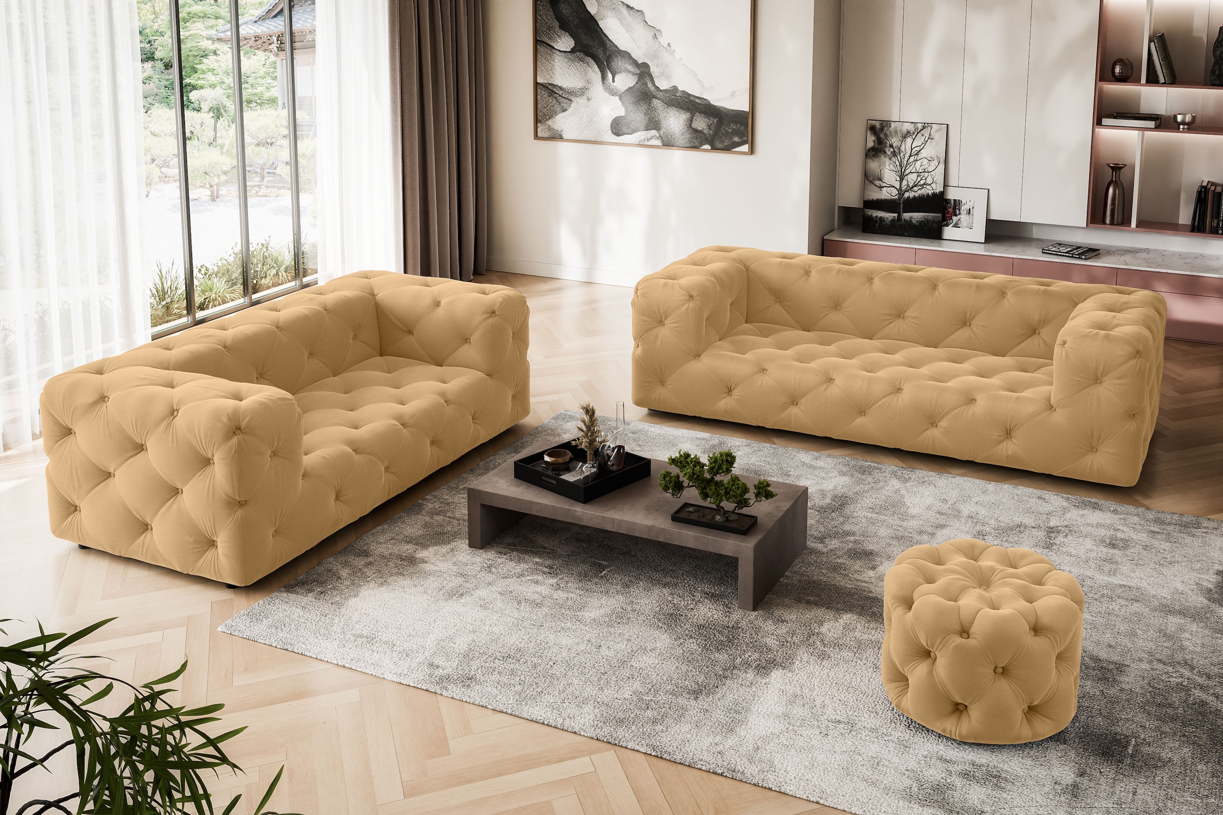 Home affaire 2-Sitzer "FOLLINA" 2-Sitzer Sofa mit klassischer Chesterfield- günstig online kaufen