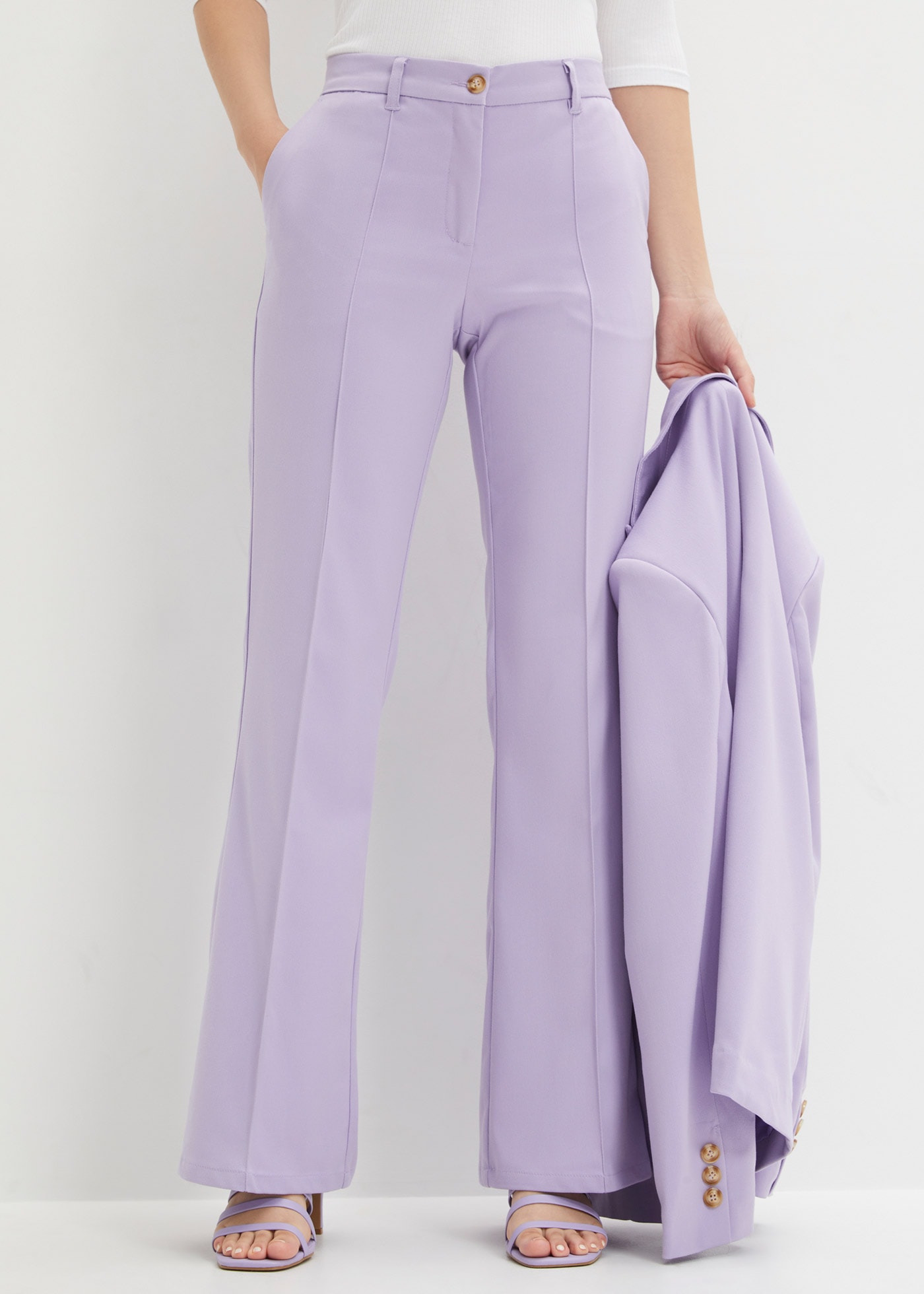 bonprix Anzughose mit Elasthan-Anteil, Regular Fit, Flared Schnitt, elegant günstig online kaufen