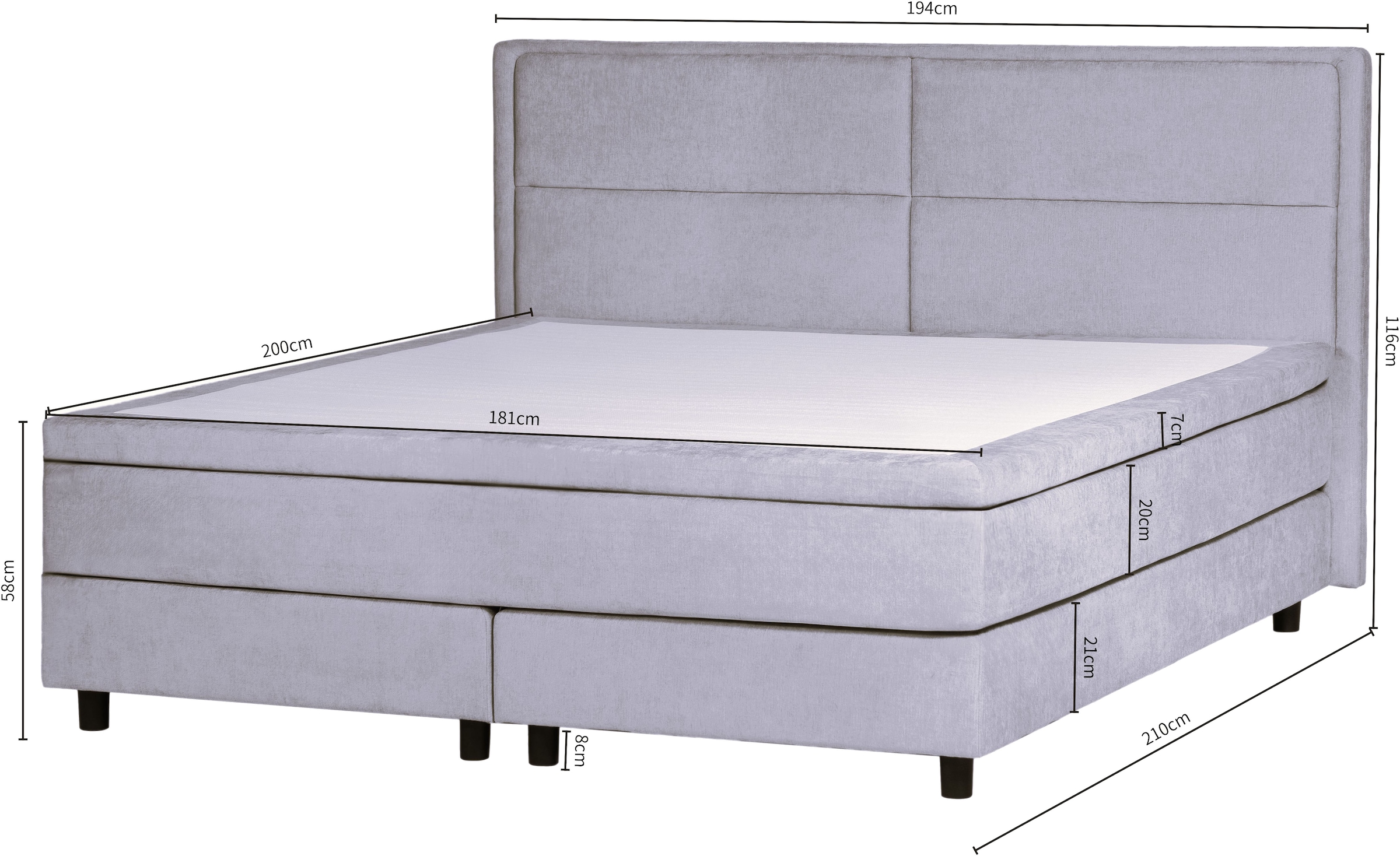 OTTO home Boxspringbett »VIVIANNE, Polsterbett mit 7-Zonen-Taschenfederkernmatratze H3« erhältlich in den Farben anthrazit und beige