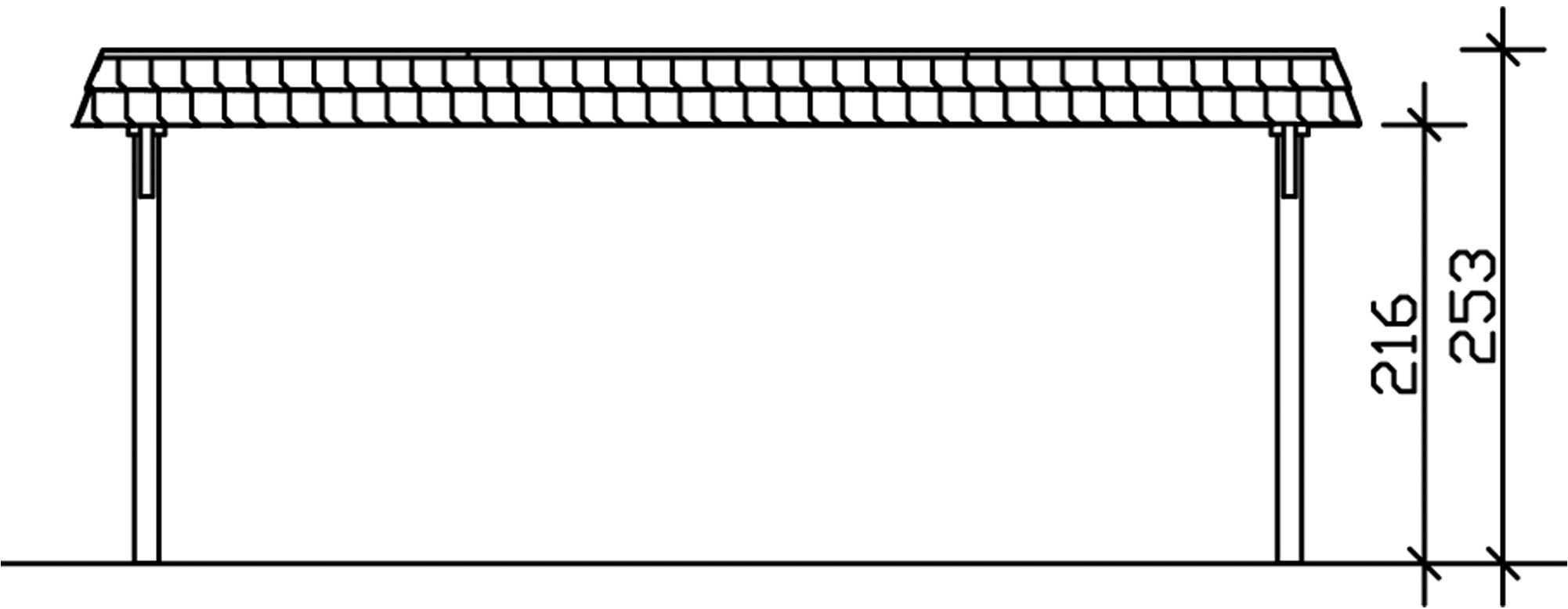 Skanholz Doppelcarport »Wendland«, Leimholz-Fichte, 550 cm, Eiche hell, mit EPDM-Dach, rote Blende