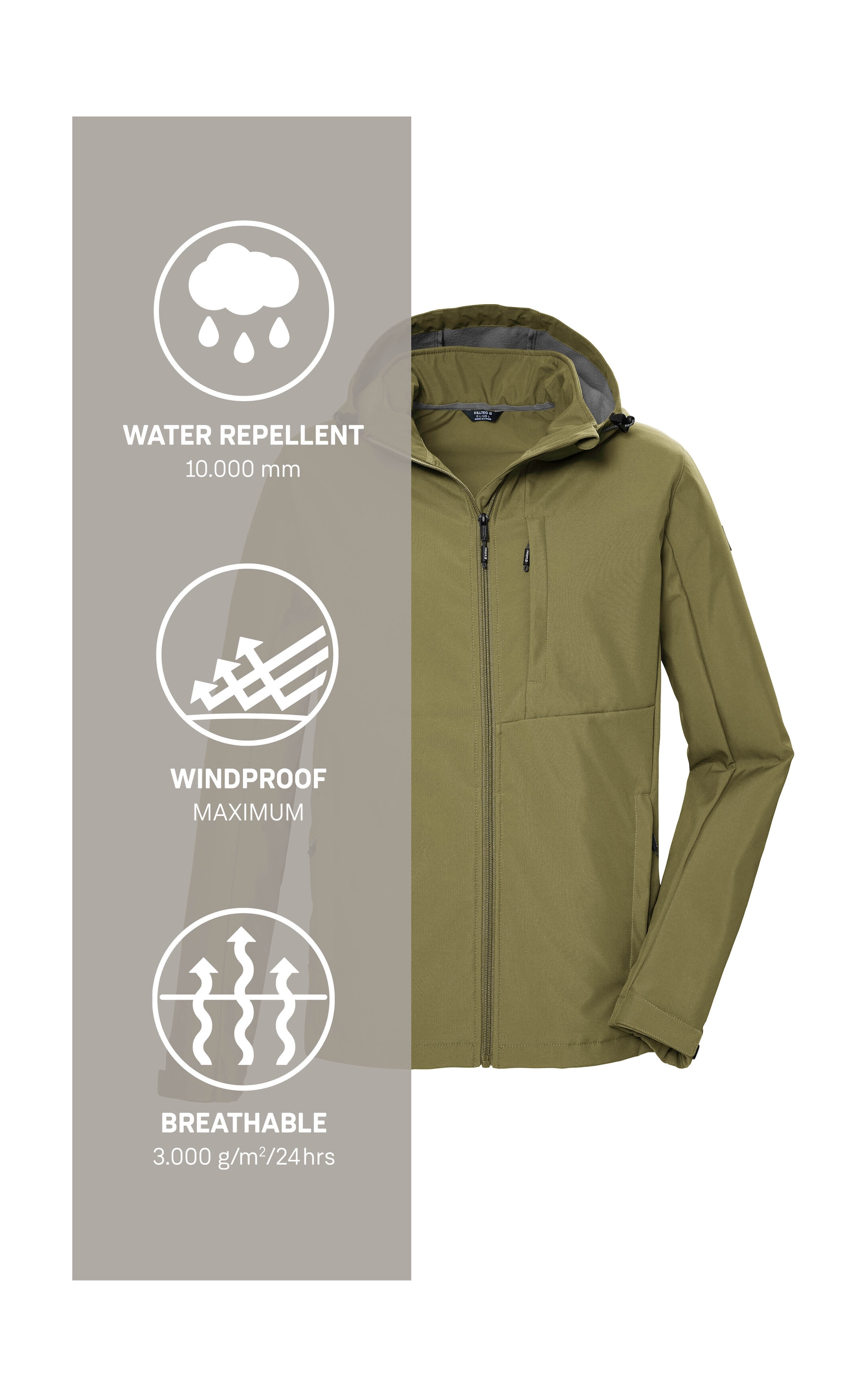 Killtec Softshelljacke »KOS 103 MN SFTSHLL JCKT«, Atmungsaktive, wind- und wasserabweisende Softshelljacke, PFAS-frei