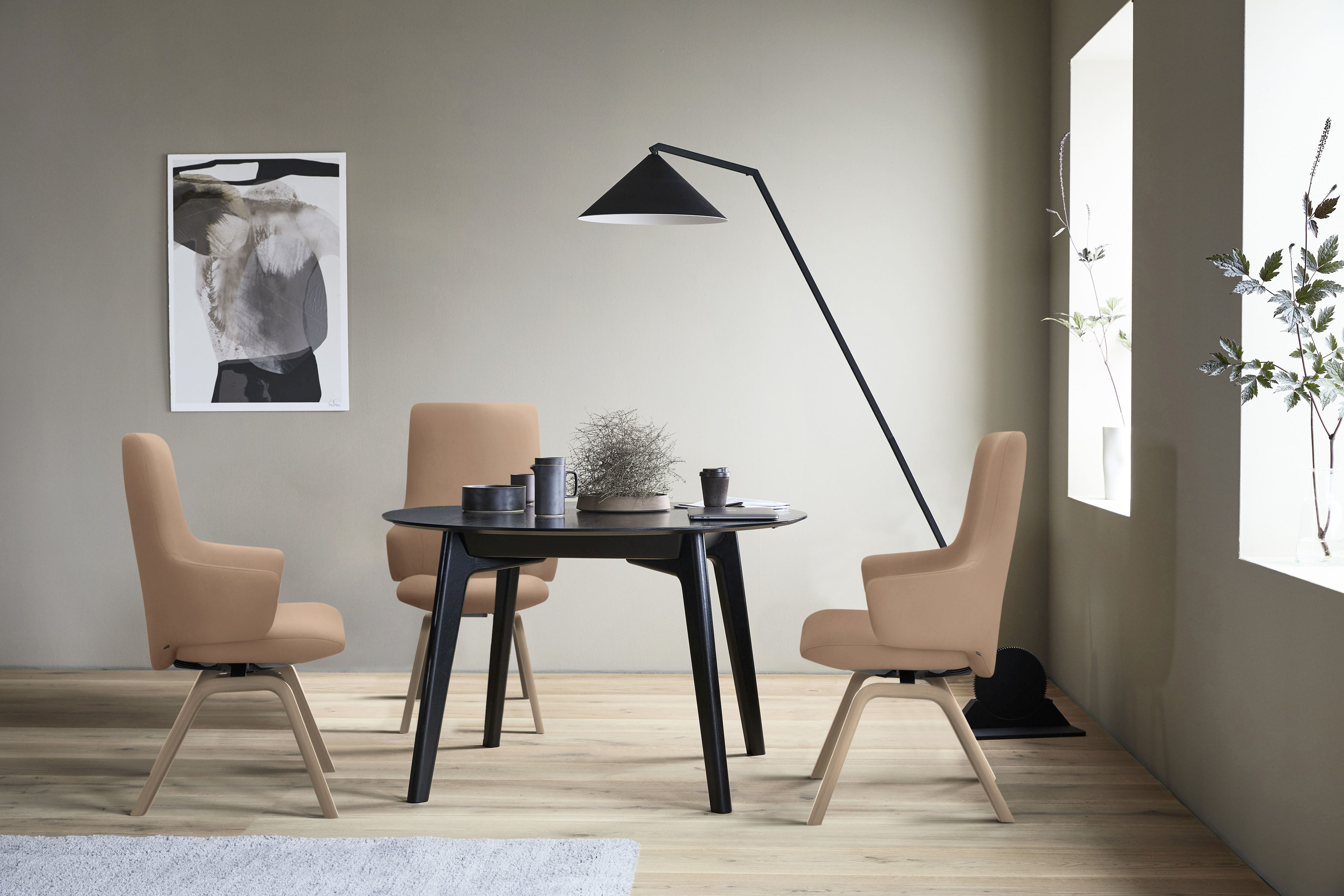 Stressless Polsterstuhl "Laurel" () High Back mit Armlehne, Größe L, mit schräggestellten Beinen