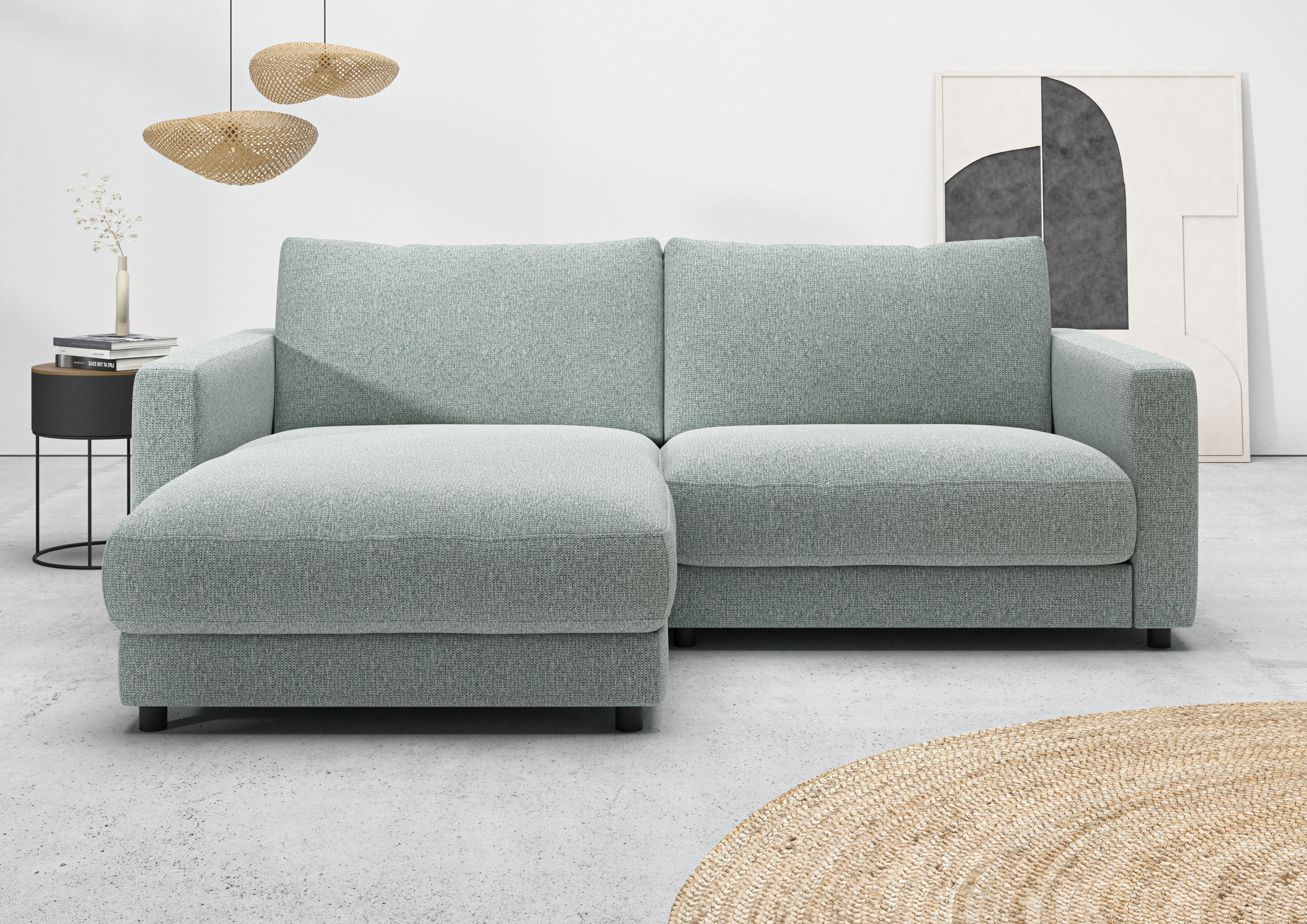 Home affaire Ecksofa "Ecksofa Jiro, L-Form, große Sitztiefe, Breite 226 cm" lose Sitz- & Rückenkissen, weicher Polsteraufbau, komfortabel & modern