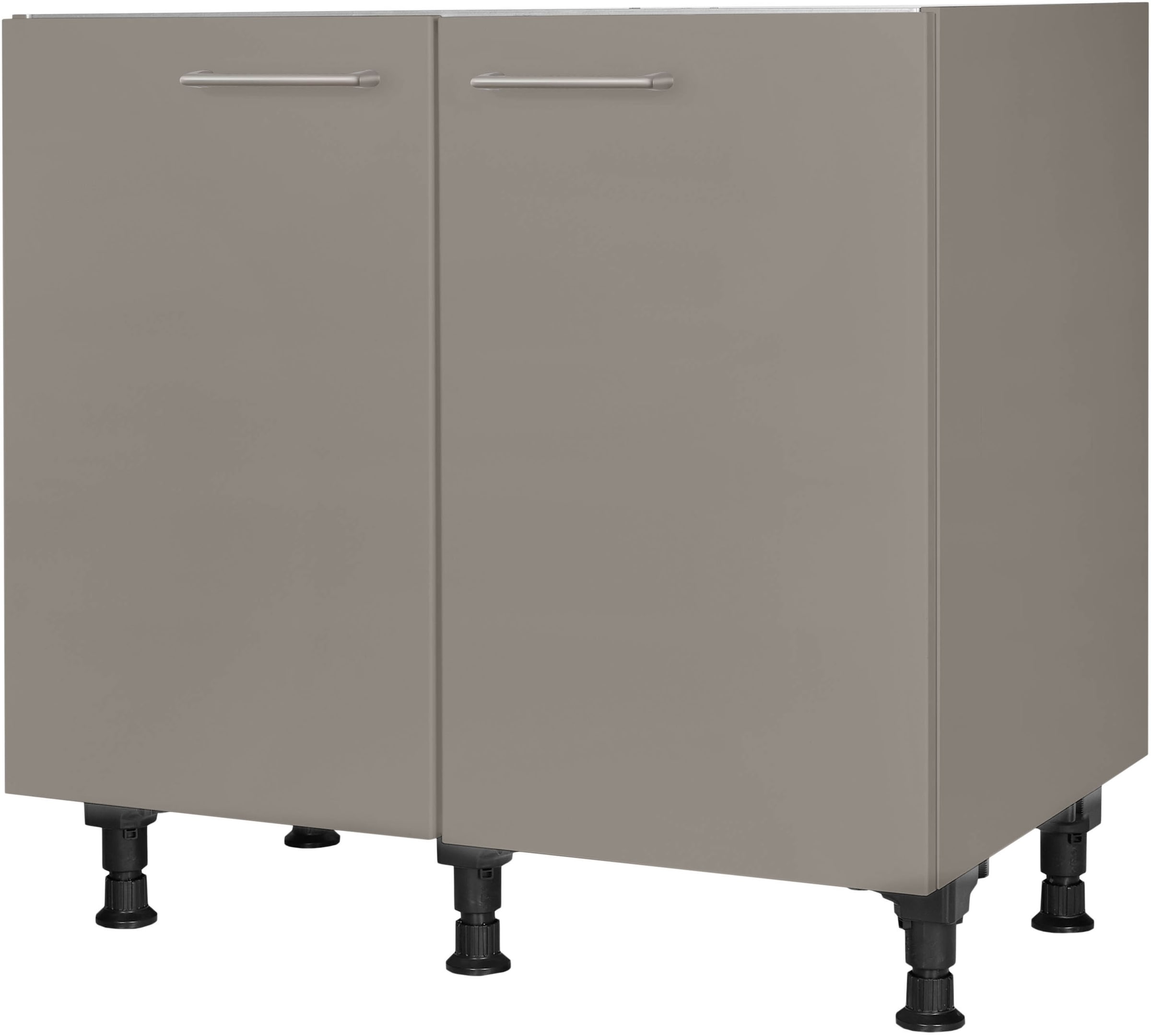 nobilia® Spülenschrank »"Laser", vormontiert, mit höhenverstellbaren Sockelfüßen,« Breite 90 cm