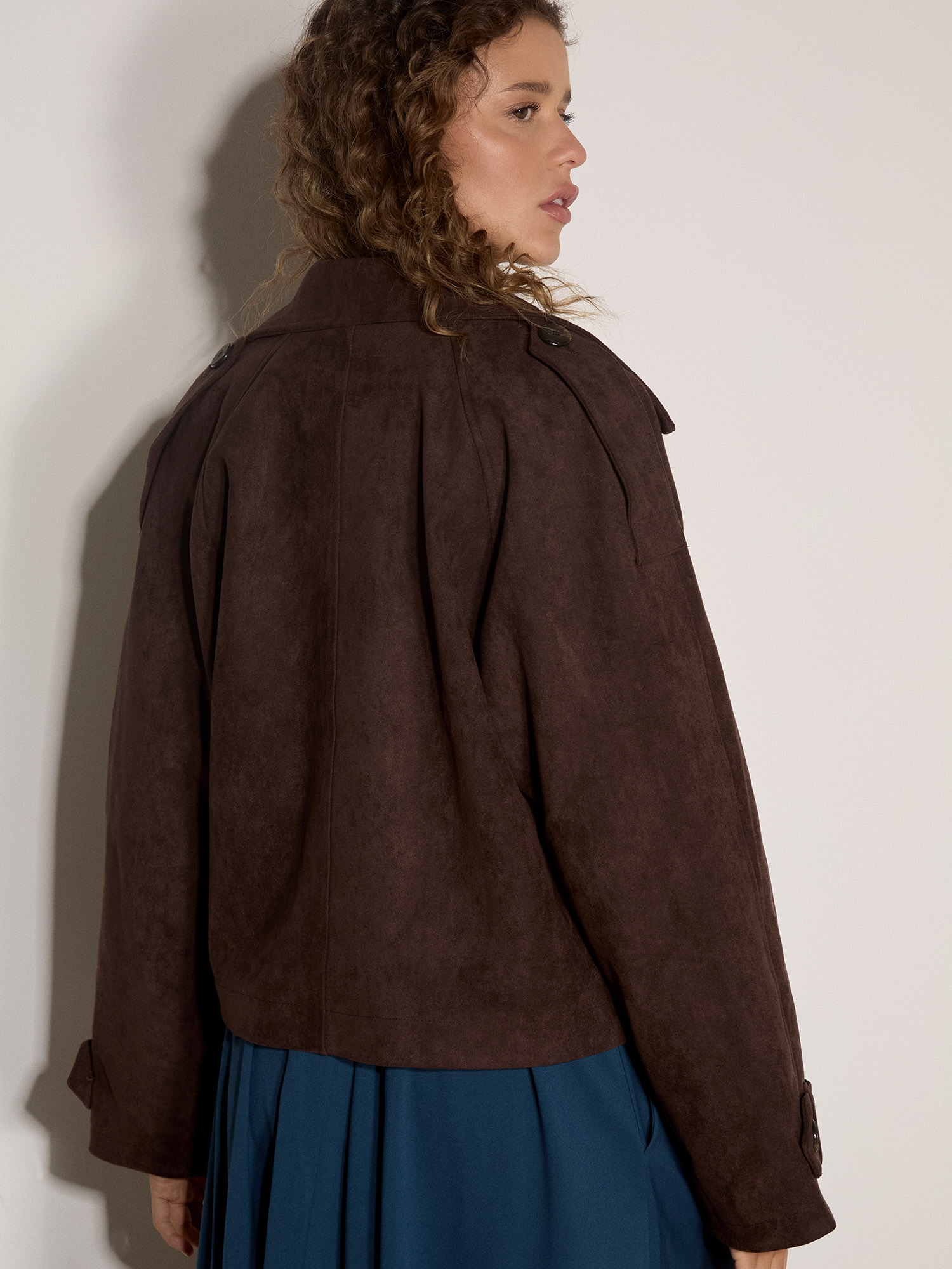 Apricot Kurzjacke »Kurze Trenchcoat-Jacke« aus Suedette