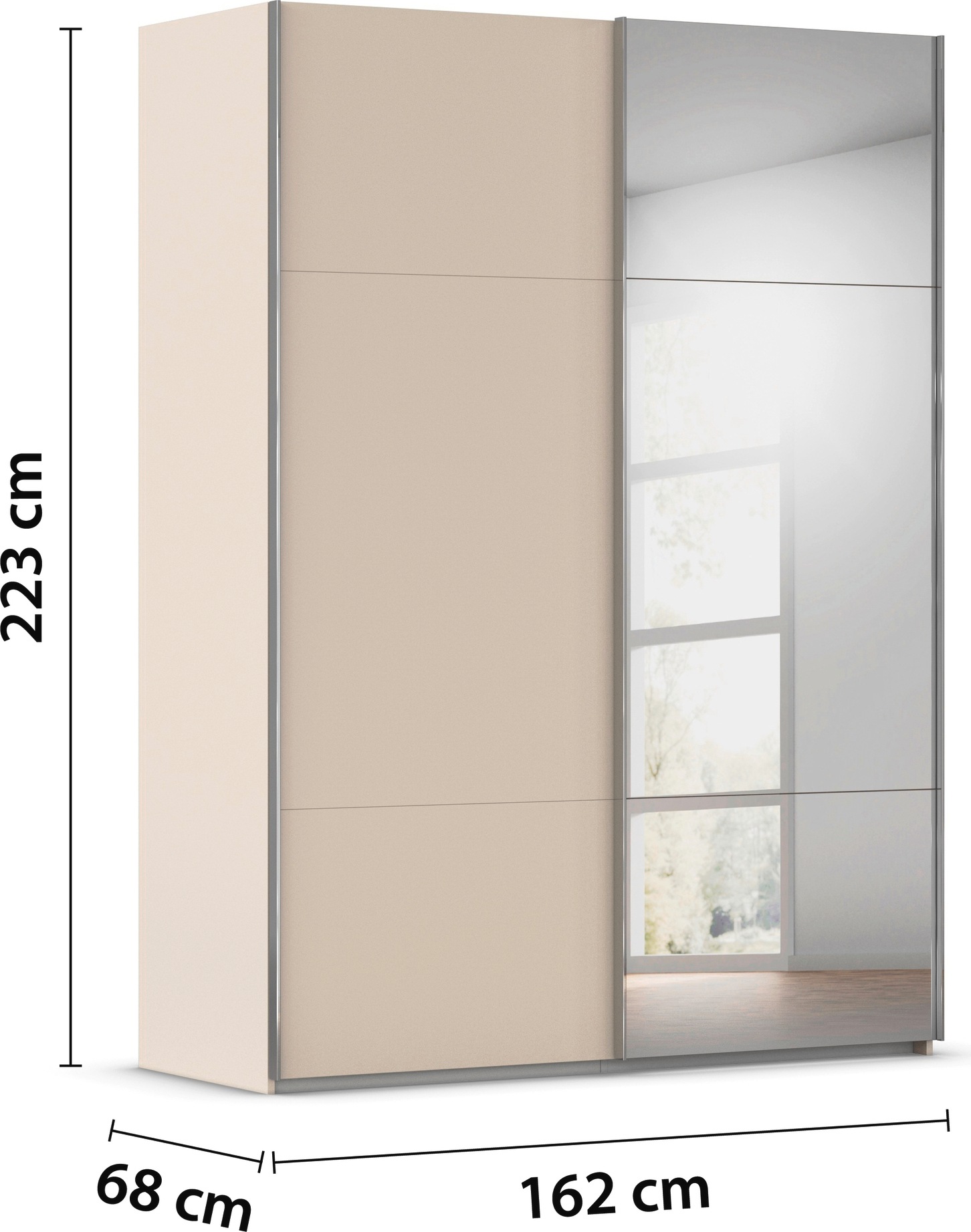 rauch Schwebetürenschrank »Kleiderschrank Schrank Garderobe Schlafzimmerschrank CONTIDO« in 3 verschiedenen Ausstattungen BASIC/CLASSIC/PREMIUM,  aus hochwertigem Material in 6 Breiten 2 Griff-Farben MADE IN GERMANY