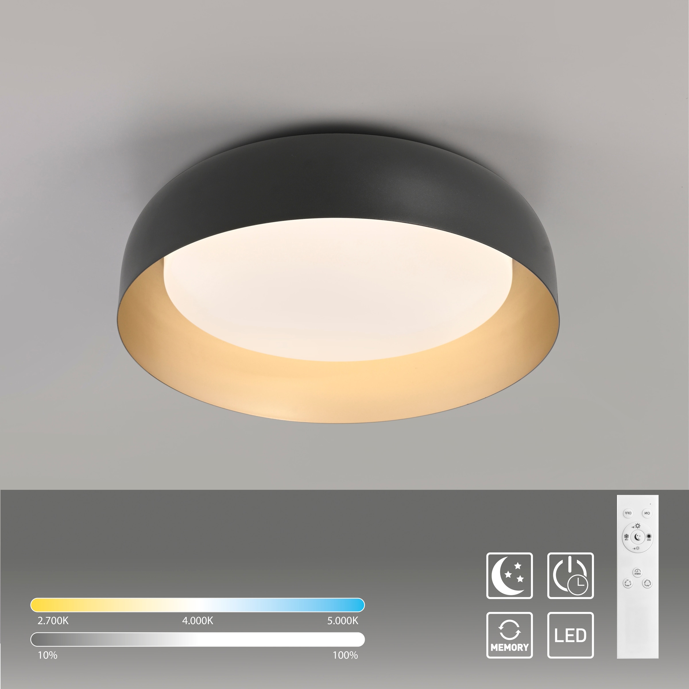 JUST LIGHT Deckenleuchte »OSKO«, 1 flammig, Leuchtmittel LED-Board | LED fest integriert, LED, Fernbedienung, Funk inkl.
