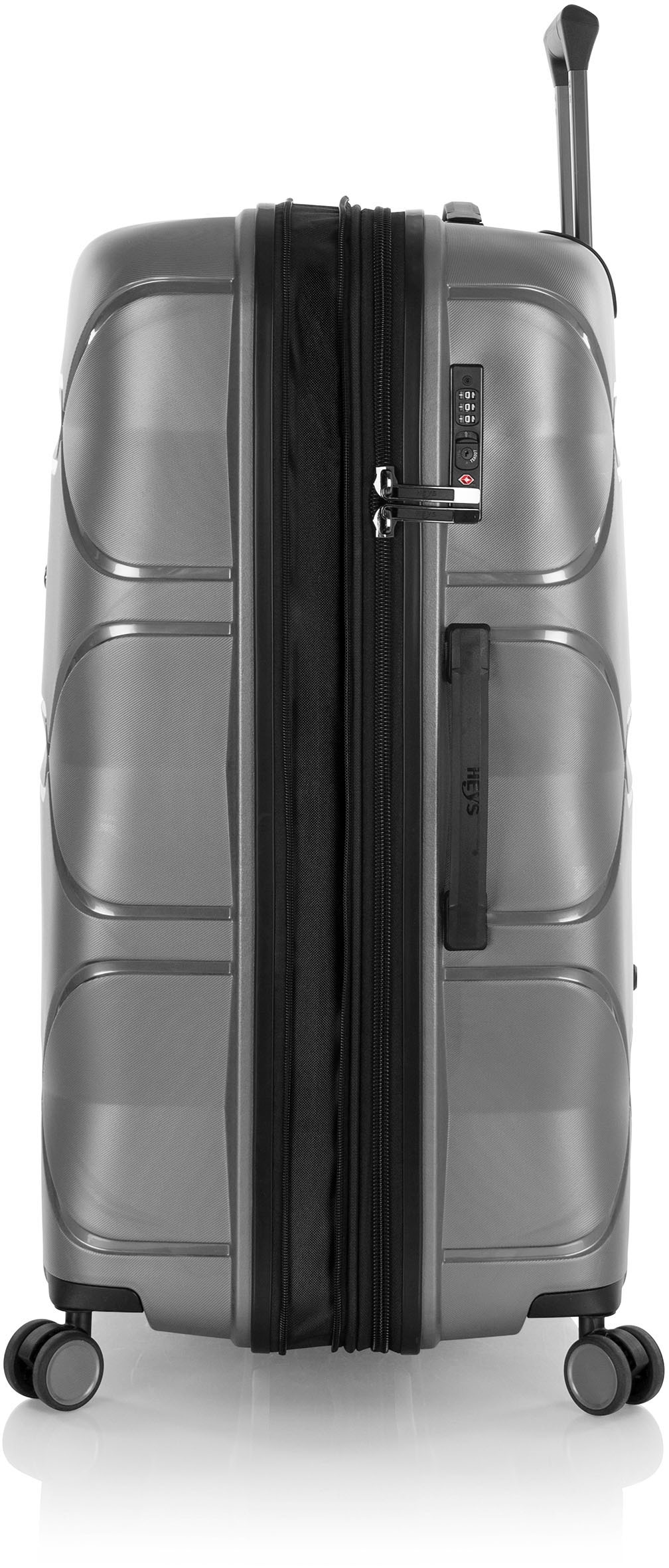 Heys Hartschalen-Trolley »Milos grau, 76 cm«, 4 Rollen, Hartschalen-Koffer Koffer groß TSA Schloss Volumenerweiterung