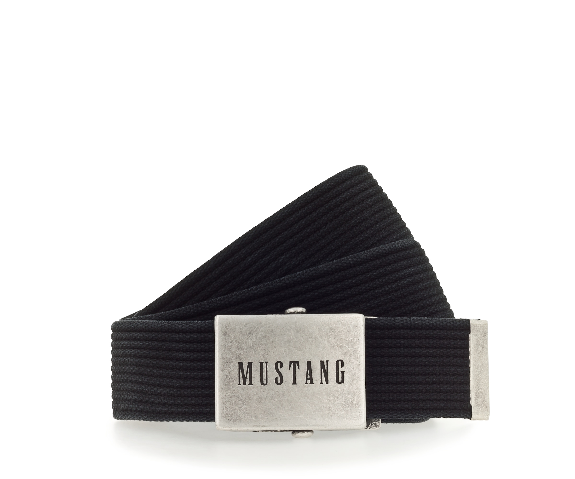 MUSTANG Stoffgürtel ""Tucker"" mit gewaschenem Rillenband, 4 cm breit, aus Baumwolle, kürzbar