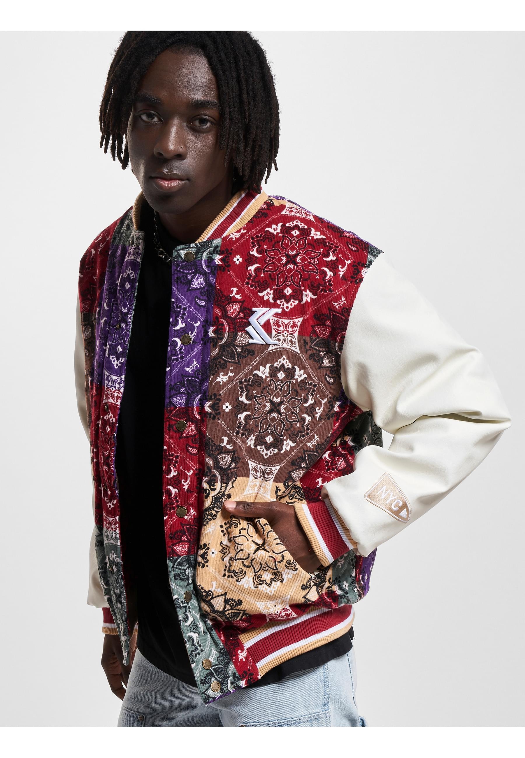 Thumbnail - Karl Kani Collegejacke "Karl Kani Herren KM233-046-1 KK OG Block Paisley College Jacket" 1 Stk. tlg. ohne Kapuze