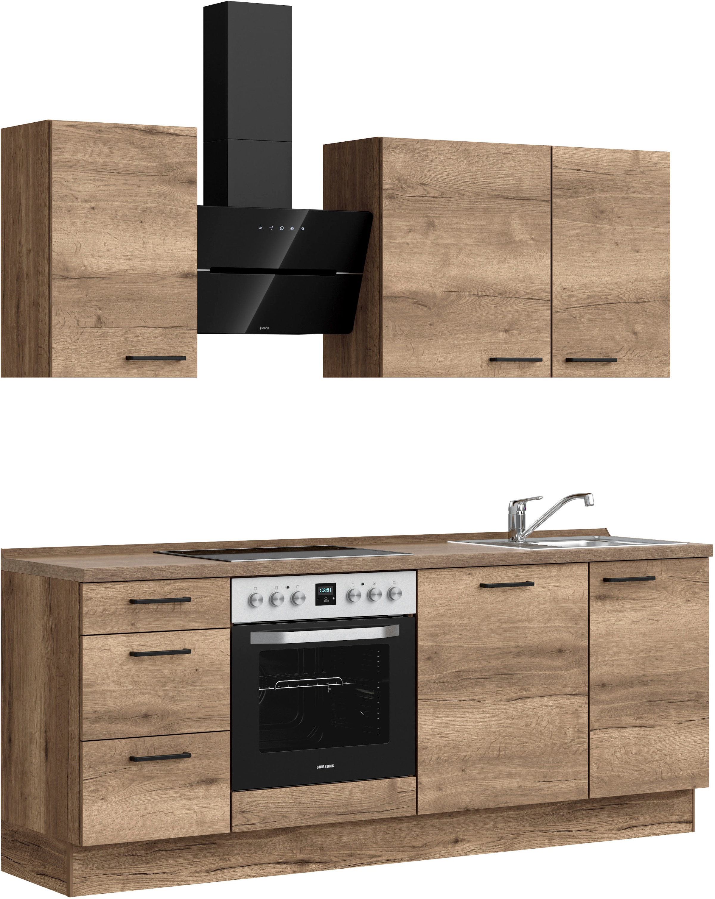 nobilia® Küchenzeile »"Structura premium"«, vormontiert, Ausrichtung wählbar, Breite 210 cm, mit E-Geräten