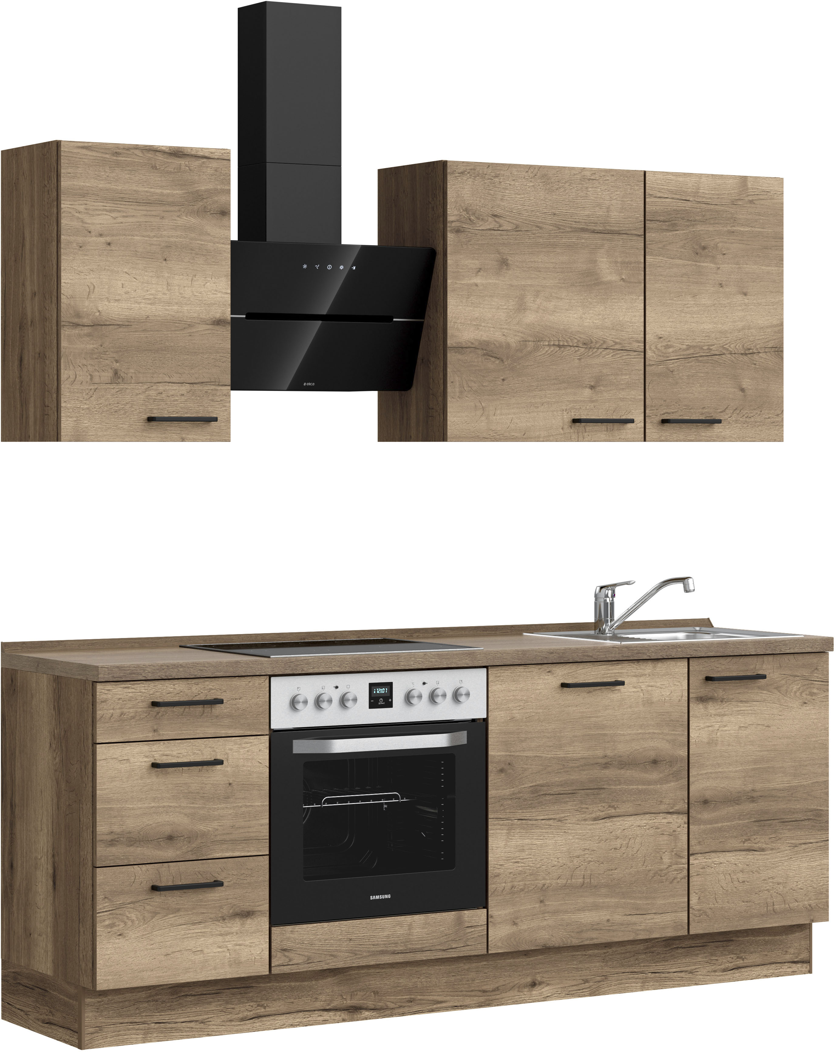 Thumbnail - nobilia Küchenzeile ""Structura II"" vormontiert, Ausrichtung wählbar, Breite 210 cm, wahlw. mit E-Geräten