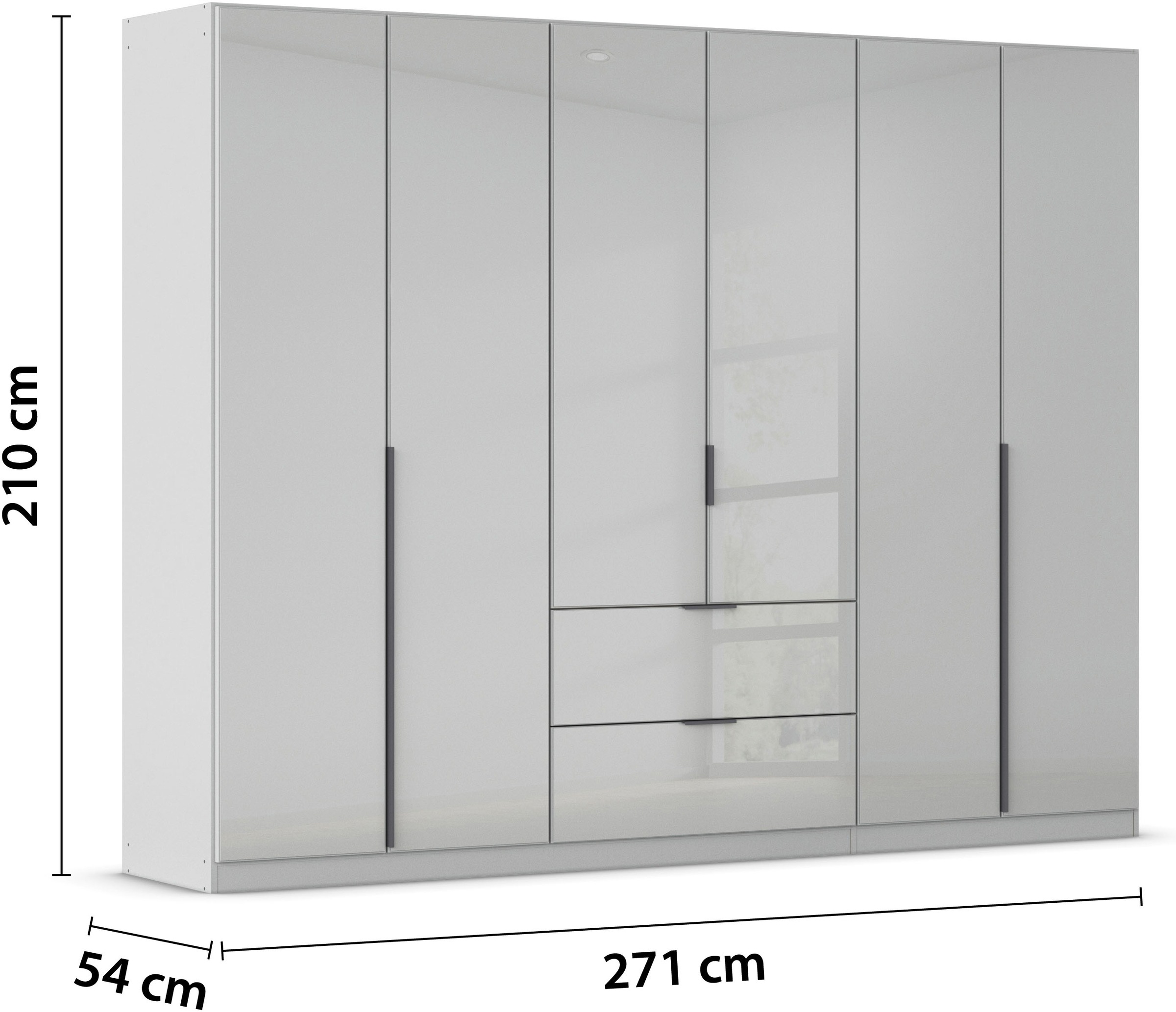 rauch Drehtürenschrank »Kleiderschrank Kleiderschränke Schrank Garderobe AGORDO mit Glasfront«, (in zwei Griff-Farben, Breiten 91-360 cm), mit Außenschubkästen, in 7 Breiten und 2 Höhen MADE IN GERMANY