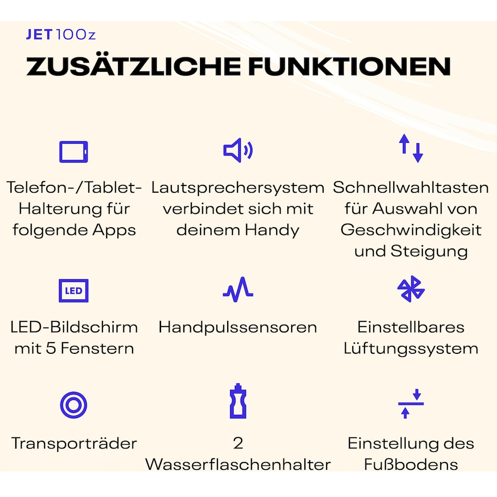 Reebok Laufband »Jet 100z«, mit LED-Display und eingebauten Handpulssensoren